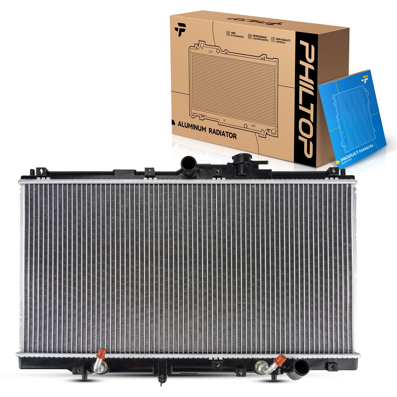 PHILTOP CU1494 Radiator 26-11/16"Core Compatible With 1994-1997 Accord 2.2L 1997-2001 Prelude 1997-1999 CL 2.2/2.3L