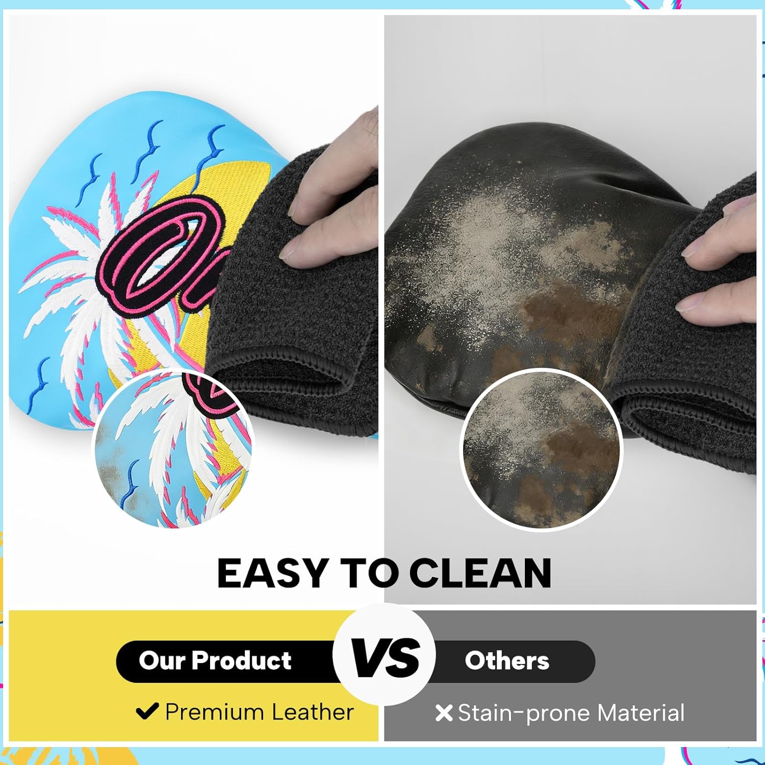 Golf Head Covers, Leather Driver Headcover, Fairway Wood Cover, Hybrid Head Covers – Advanced Embroidery Golf Club Head Covers for Men Women ONLY PARS Golf Headcovers