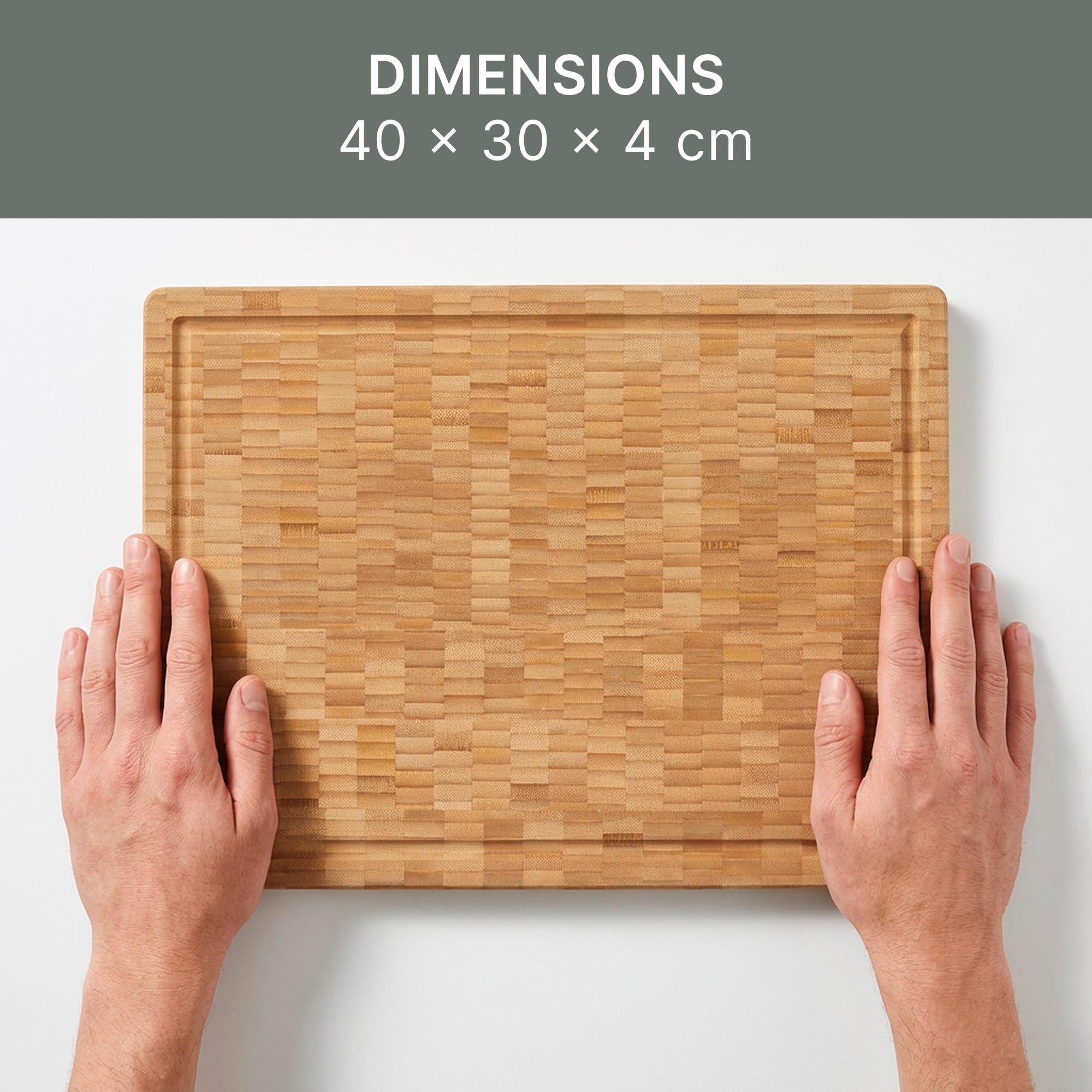 LARHN Tagliere Legno Cucina Spesso - Bambù, 40x30x4 cm