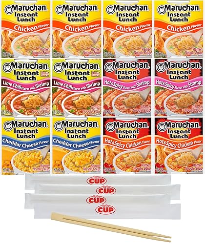 Maruchan Ramen - Variedad de almuerzo instantáneo, 5 sabores, pollo, camarones picantes y picantes, camarones con chile lima, cheddar, pollo picante