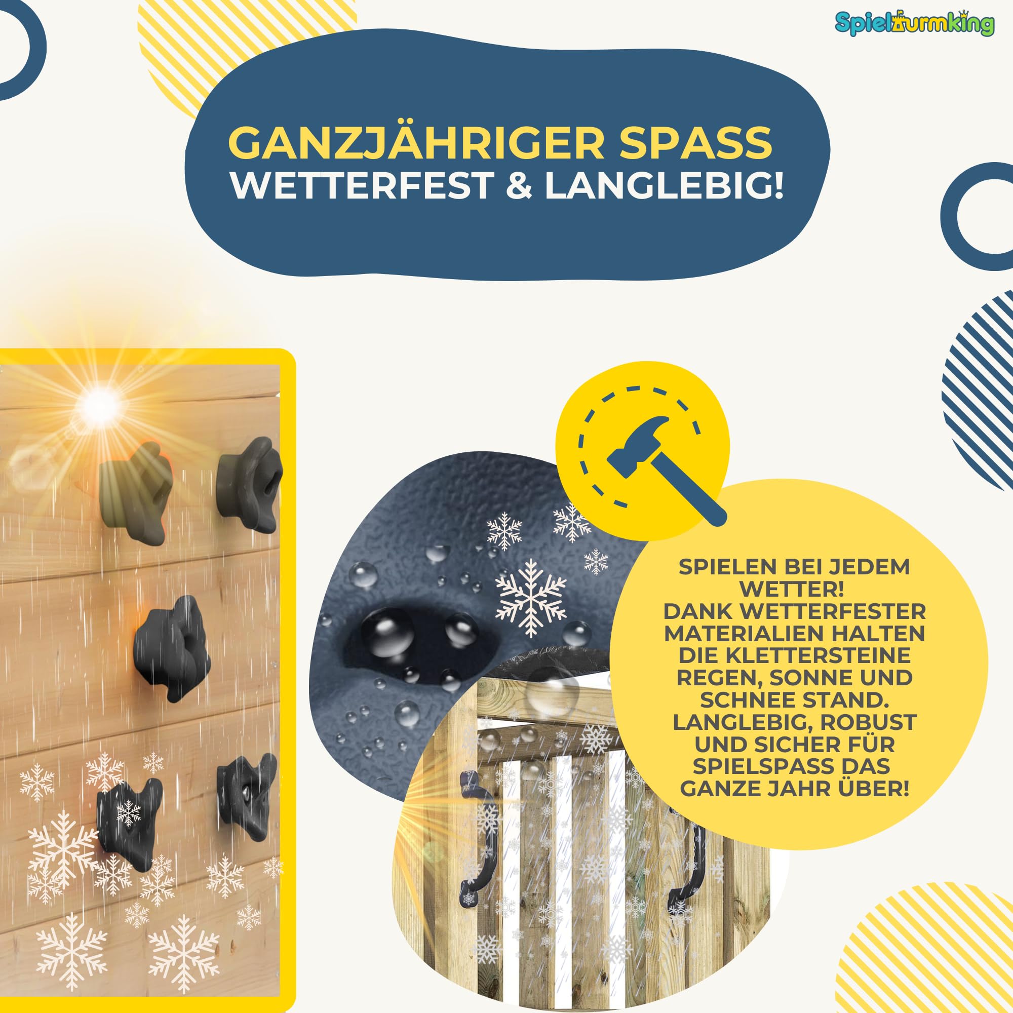 Klettergriffe Kinder Set: 5 Klettersteine Kinder in Grau | 2 Haltegriffe, Kletterwand Zubehör, Klettersteine Grau für Indoor & Outdoor Kletterspaß & Spielturm Zubehör