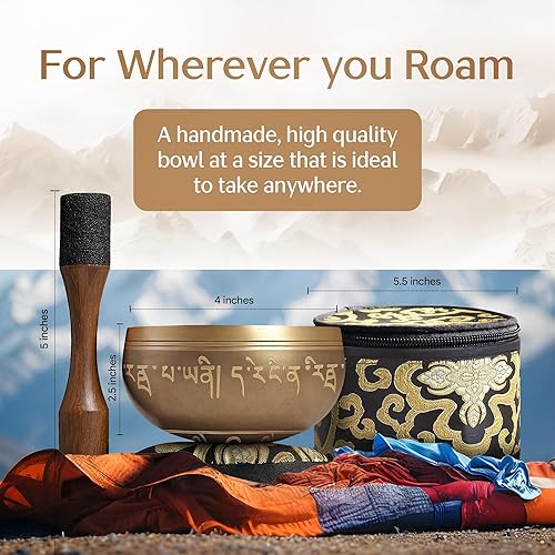 Miniatura 25 de Cuenco del Himalaya Silent Mind, hermosos diseños, Marrón