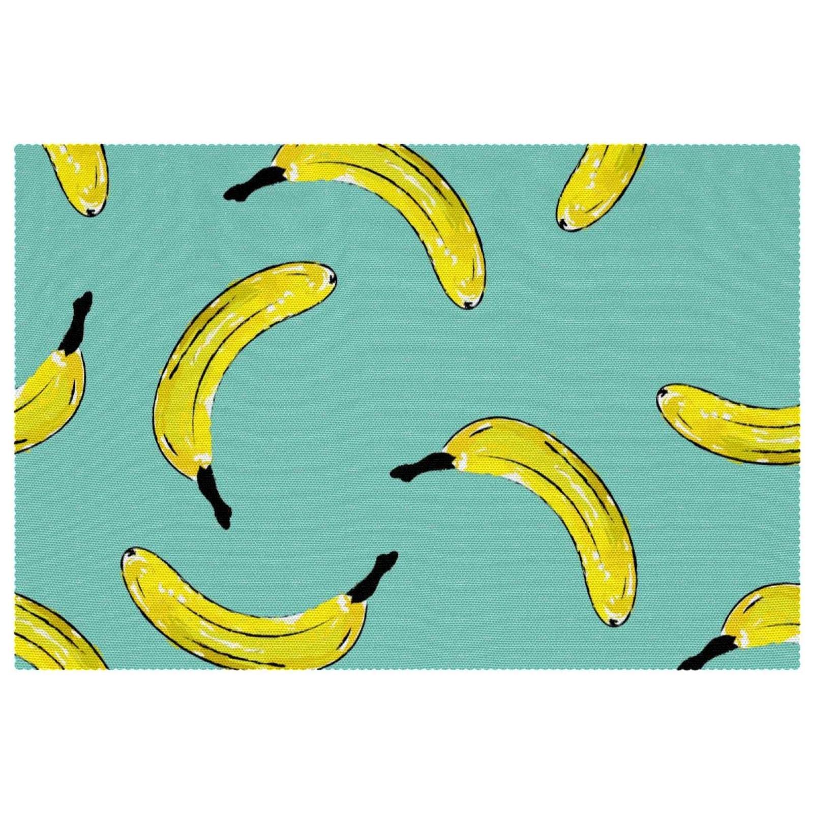 Set de table antidérapant et résistant à la chaleur lot de 6 motif banane tropical