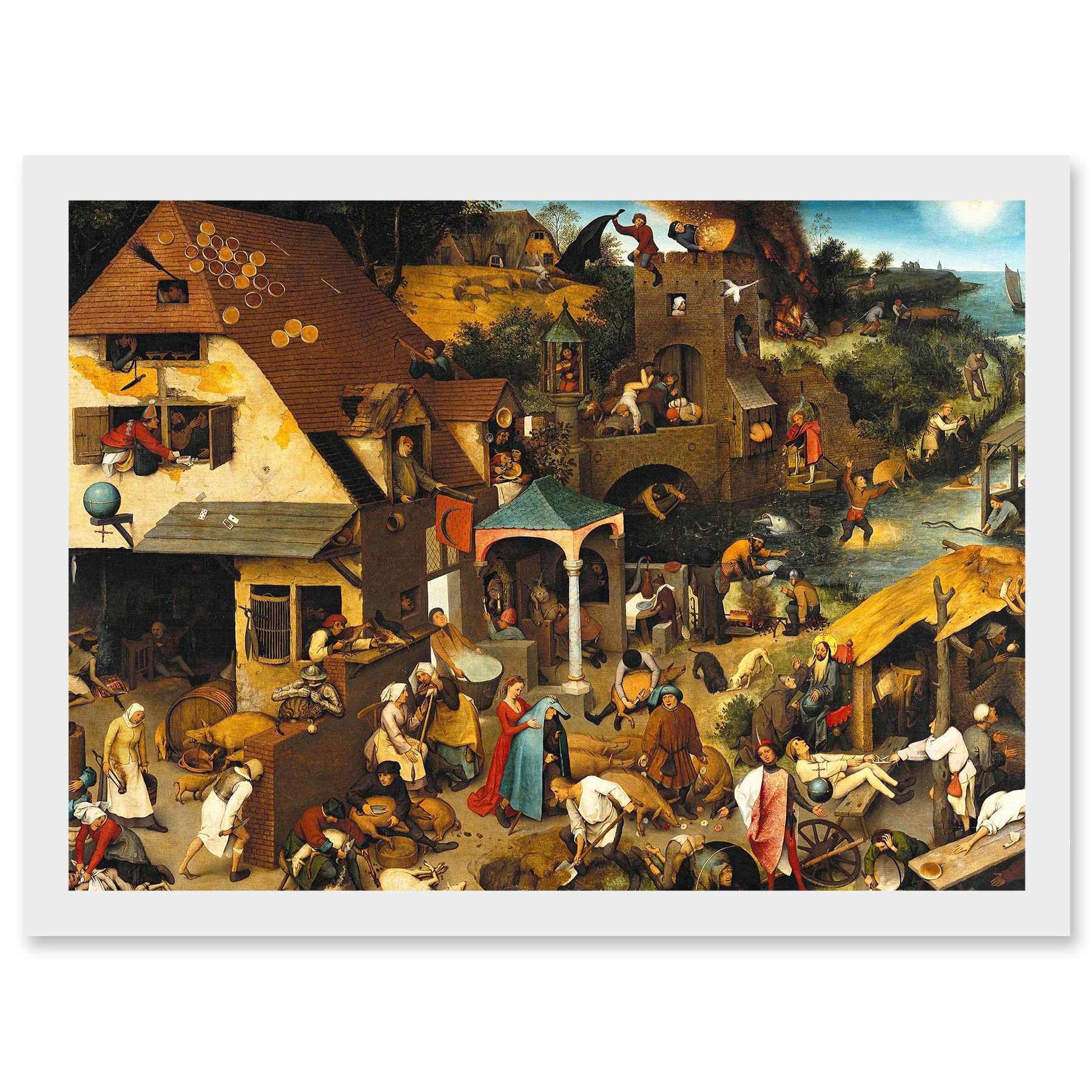 Hieronymus Bosch Pieter Bruegel Elder Paintings 1559 Artwork - Framed Wall Art Print A4