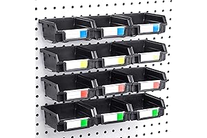 12 Pack Black Pegboard Bins & Baskets - Ultimate Home, Workshop, & Craft Room Organization