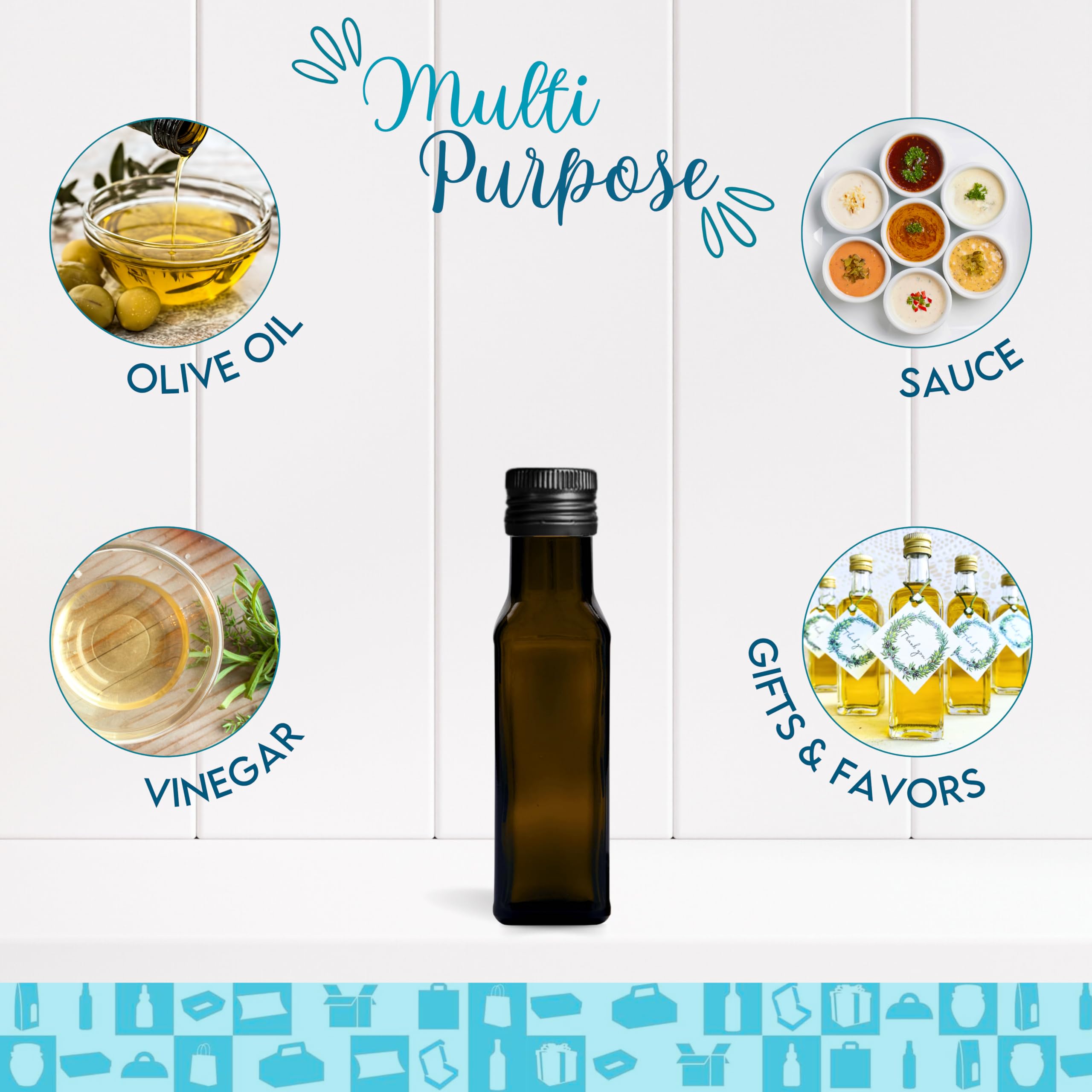 20 mini bottiglie in vetro scuro 100 ml con tappo a vite nero | piccole bottiglie per olio d'oliva, aceto, alcool, salse, pozione magica | olio di vetro, bottiglia per campioni
