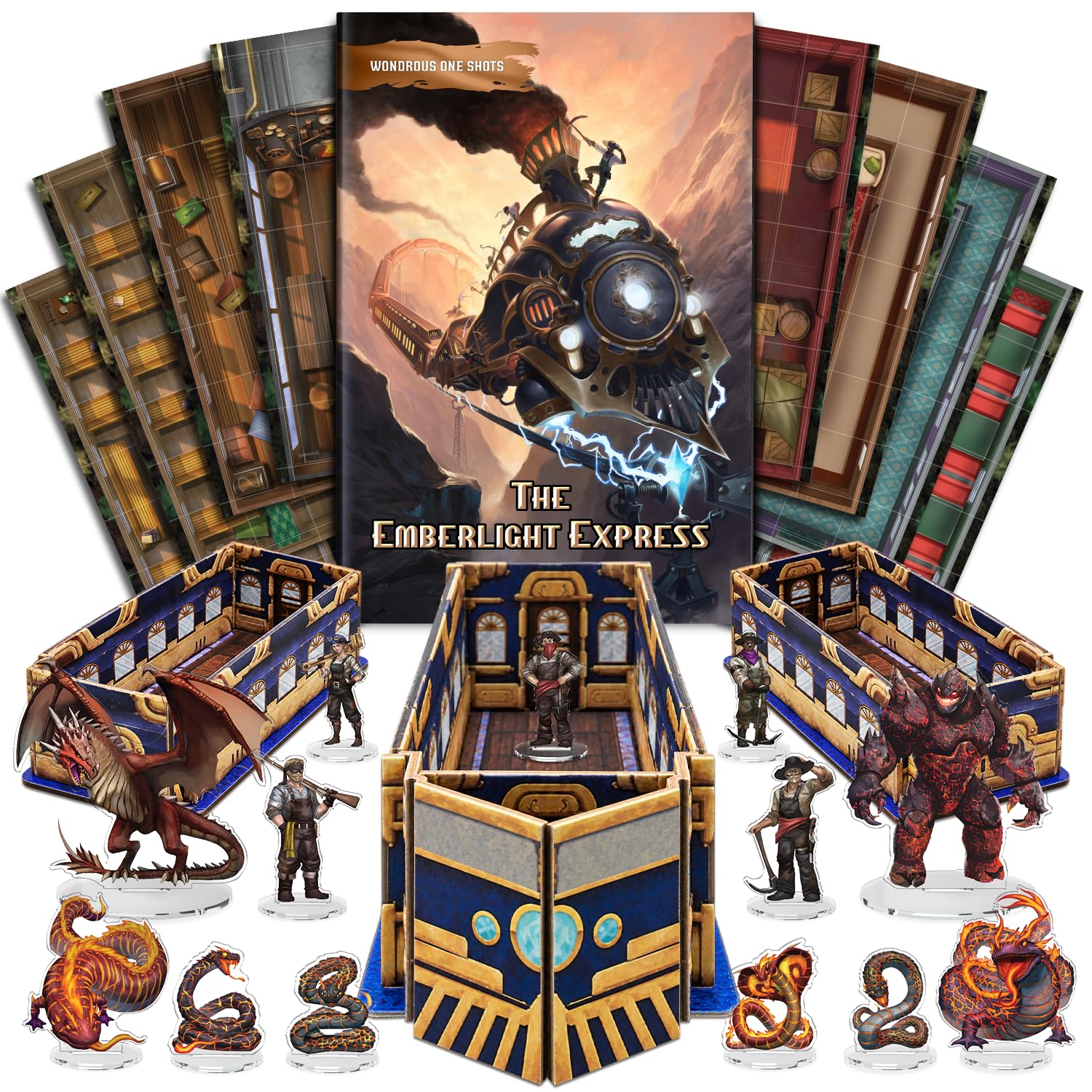 Emberlight Express One-Shot Adventure – D&D Compatible 5E RPG Set with 16-Page Book, 13 S…