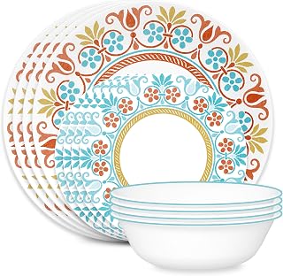 Corelle Global Collection Vitrelle 12-Piece Dinnerware Set, Triple Layer...