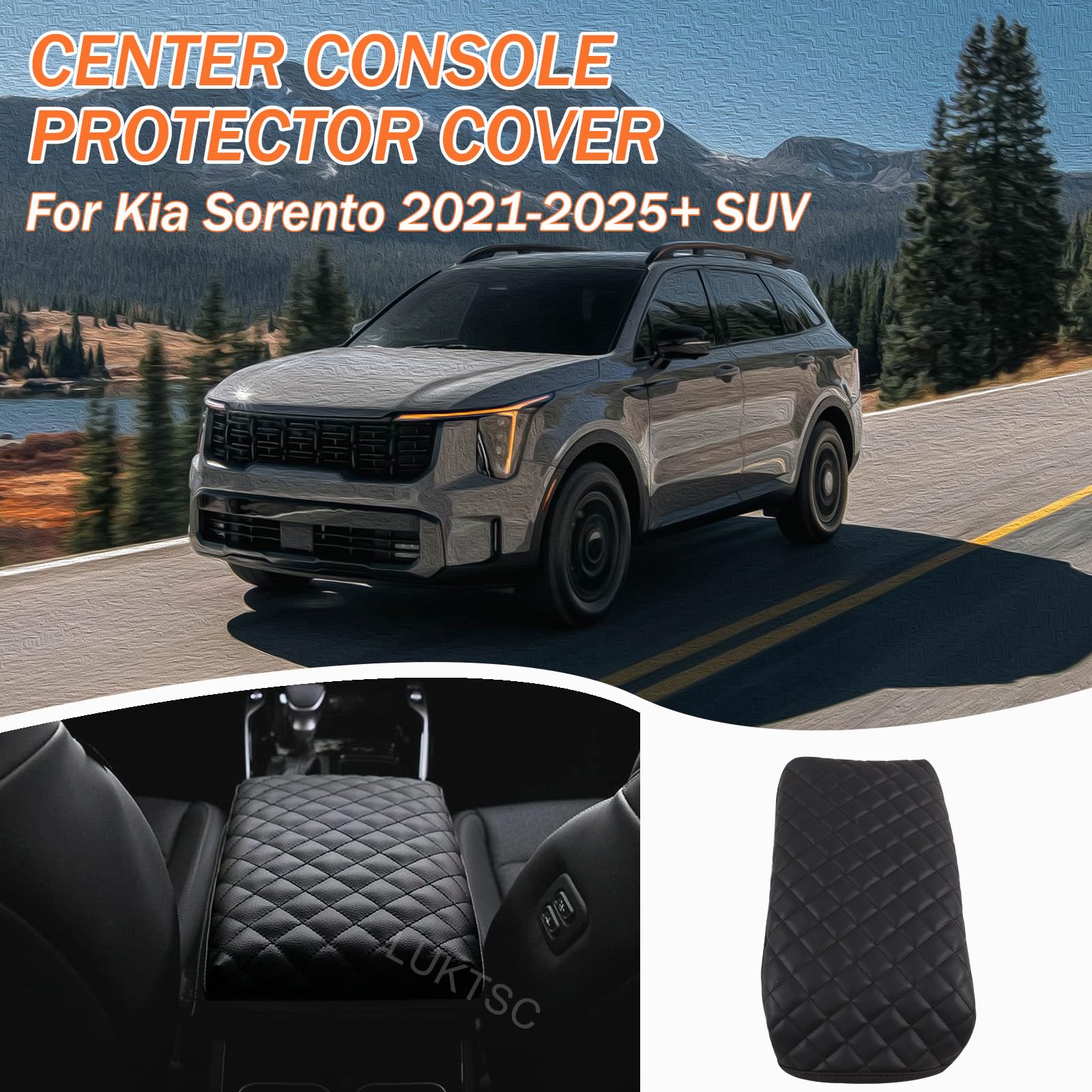Center Console Cover Compatible with Kia Sorento 2025 2024 2023 2022 2021 Accessories Waterproof Anti-Scratch Car Armrest Seat — view 2