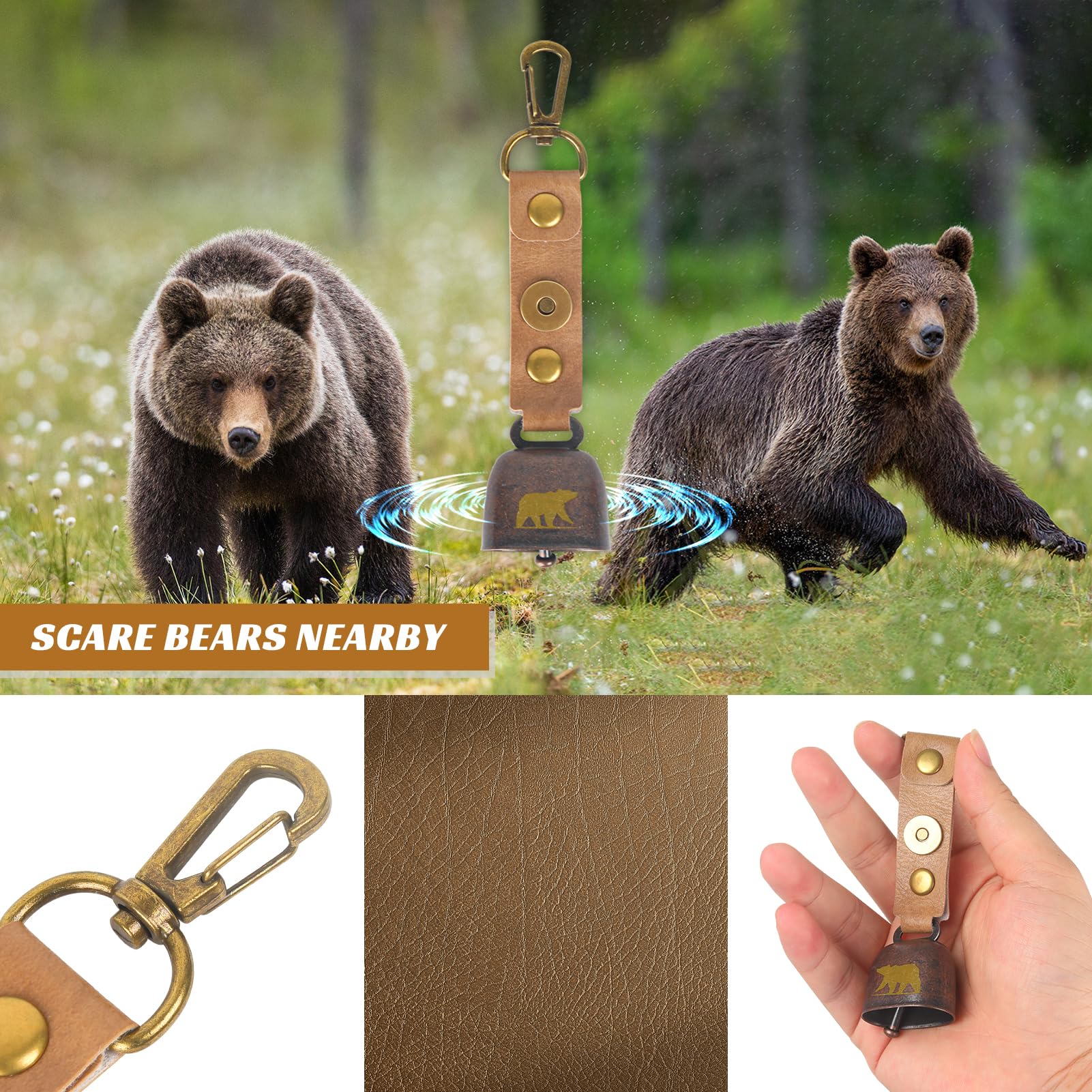 Cloches Anti-ours - Lot De 5 Cloches Métal Pour Randonnée, Camping - Sécurité En Extérieur, Repousse Animaux - Accessoire Pratique - 6
