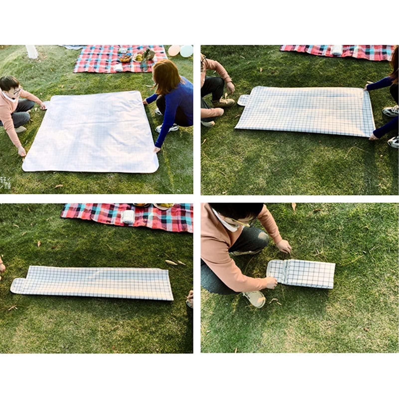 Couverture Pique Niques, Tapis Pique Niques Extérieure Imperméable, Grande Natte de Plage Nappe Picnic avec Poignée (Color : Black White Dots, Size : 150x200cm)
