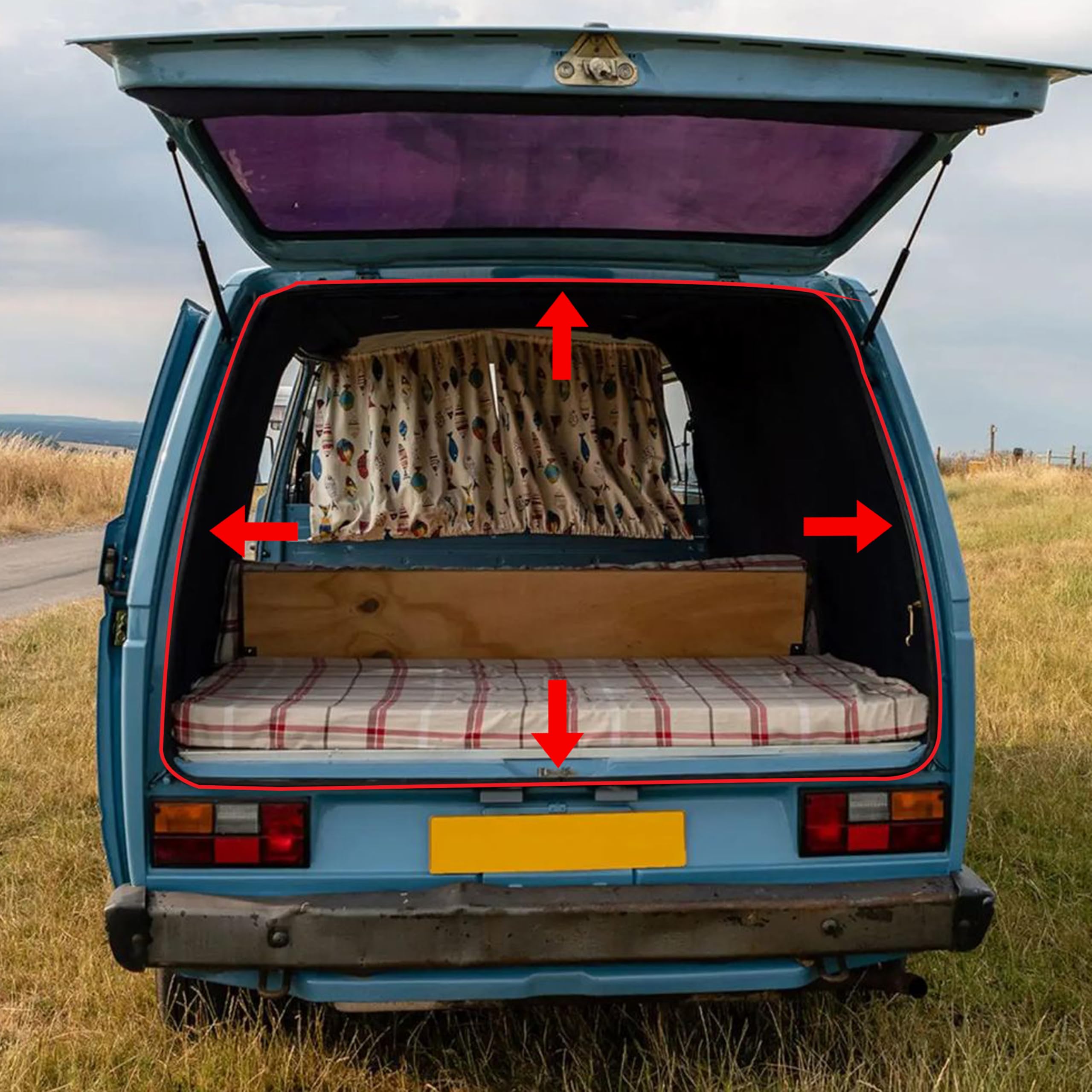 INLY 4-częściowy zestaw uszczelek do drzwi + uszczelka klapy bagażnika + uszczelka do drzwi przesuwnych, gumowa uszczelka kompatybilna z Transporter T3 251837911B 251837911 251837912 251837912B