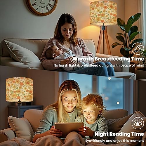 Miniatura 5 de Lamp Shades Set of 2 Retro 70s 60s Floral Hippie Summer Groovy Flower Power Flower seamless Drum lampshades for Floor Lamps Table Lamps Pendant