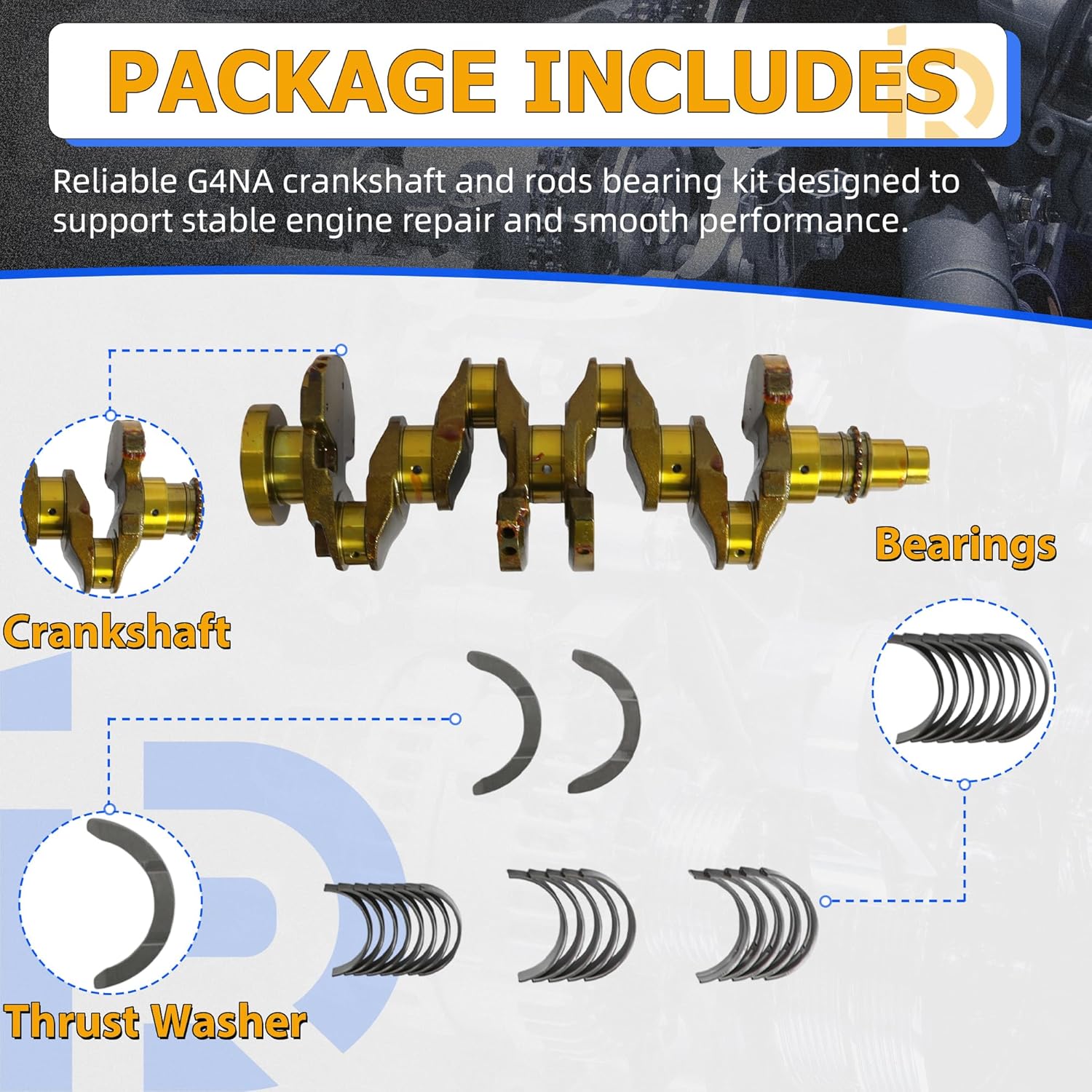 G4NA Engine Crankshaft Bearings Kit Fit for Kia Soul Forte Forte5 Koup Optima Hybrid Hyundai Tucson Elantra GT Sonata Hybrid 2.0L 2014-2021 623V6-2EH00 23110-2E200