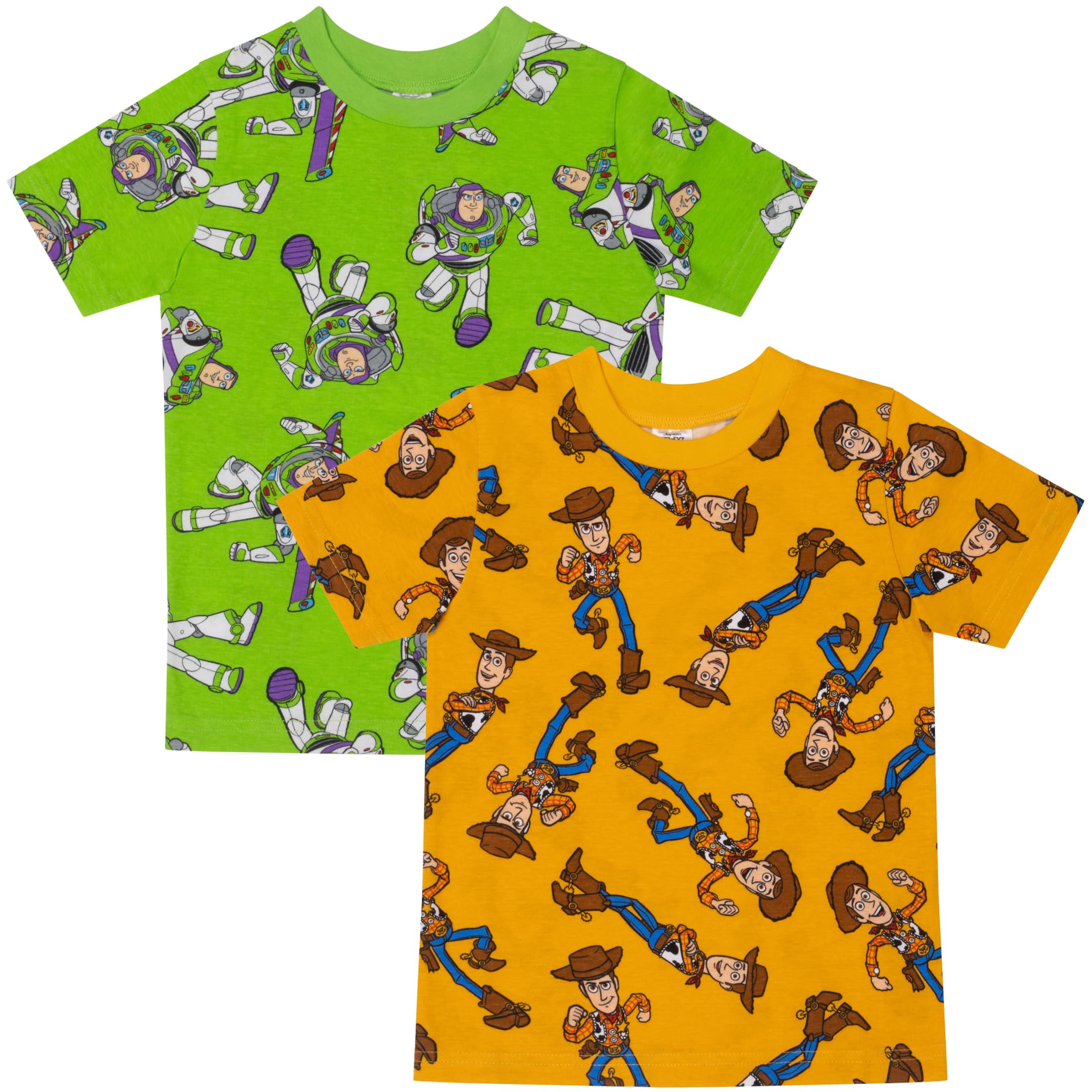 Disney Toy Story Woody and Buzz Lightyear - Unisex 2 Pack 100% Combed Cotton Short Sleeved T-Shirts Tops - 18-24 Months 92cm Multicoloured