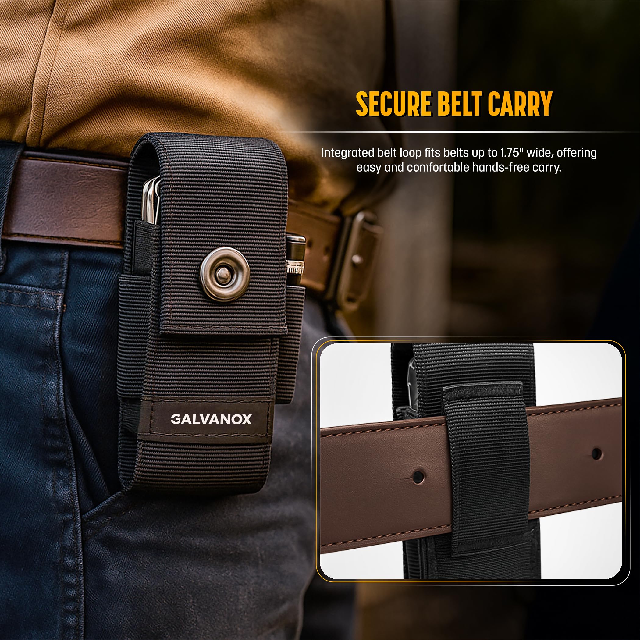 Galvanox Guaina in nylon per multi-utensili con 21 punte per cacciavite a estremità piatta e supporto, custodia da cintura con tasche e set di punte incluso, compatibile con Leatherman (da 10,2 cm a
