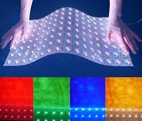 Paquete de 4 hojas de retroiluminación LED de 24 V 45 W RGBW3000K blanco, 19.3 x 9.6 pulgadas cada unidad, panel LED flexible regulable para