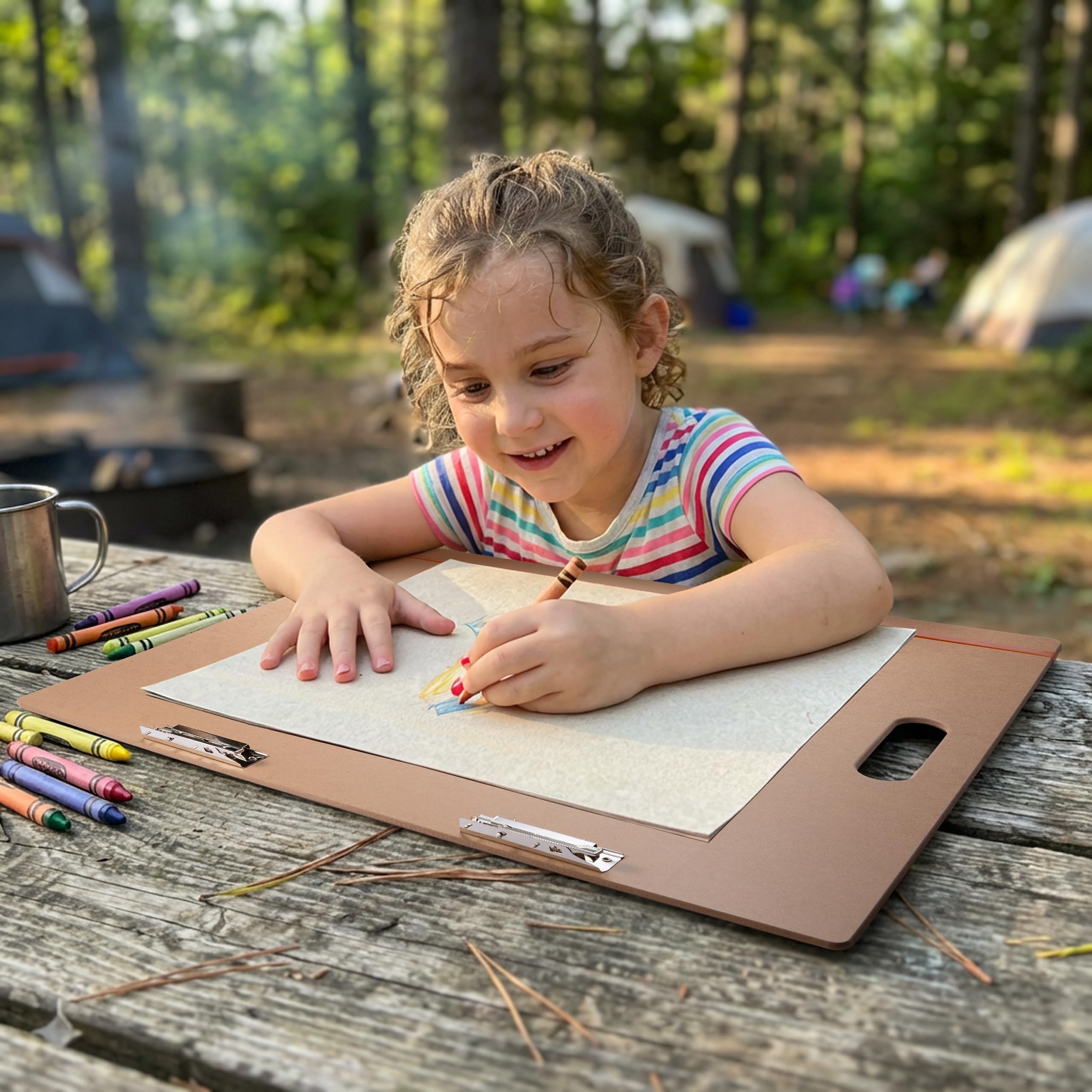 officemate artist sketch board with handle, portable drawing board, tempered hardboard surface with dual clips & rubber band, art board for studio, classroom & field use, 23 x 26 (83099)