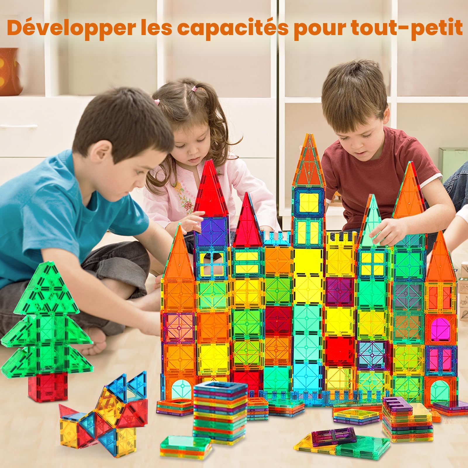 Blocs Magnétiques 100 Pièces – Construction 3D STEM – Dès 3 à 12 Ans – Créativité Sans écran