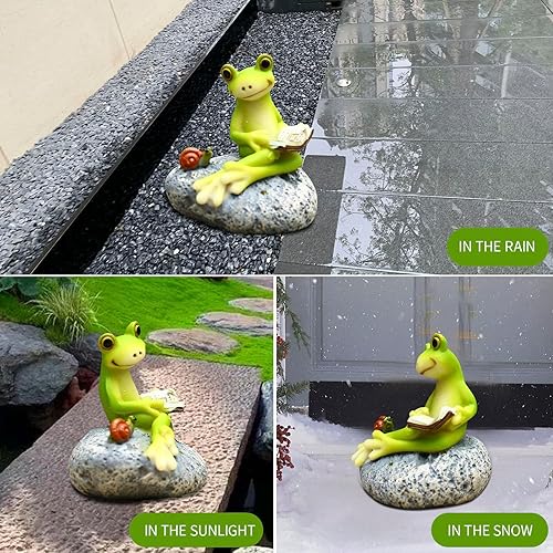 Miniatura 6 de qumHmup Estatua de rana, escultura de animales de resina de mini rana para decoración interior y exterior, para jardín, patio, micro paisaje,