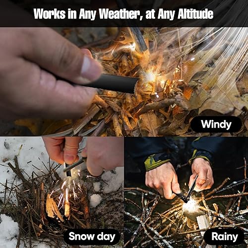 Miniatura 2 de Paquete de 4 herramientas de supervivencia de arranque de fuego, 6 pulgadas de largo x 0.28 (diámetro), iniciador de fuego de pedernal y acero con