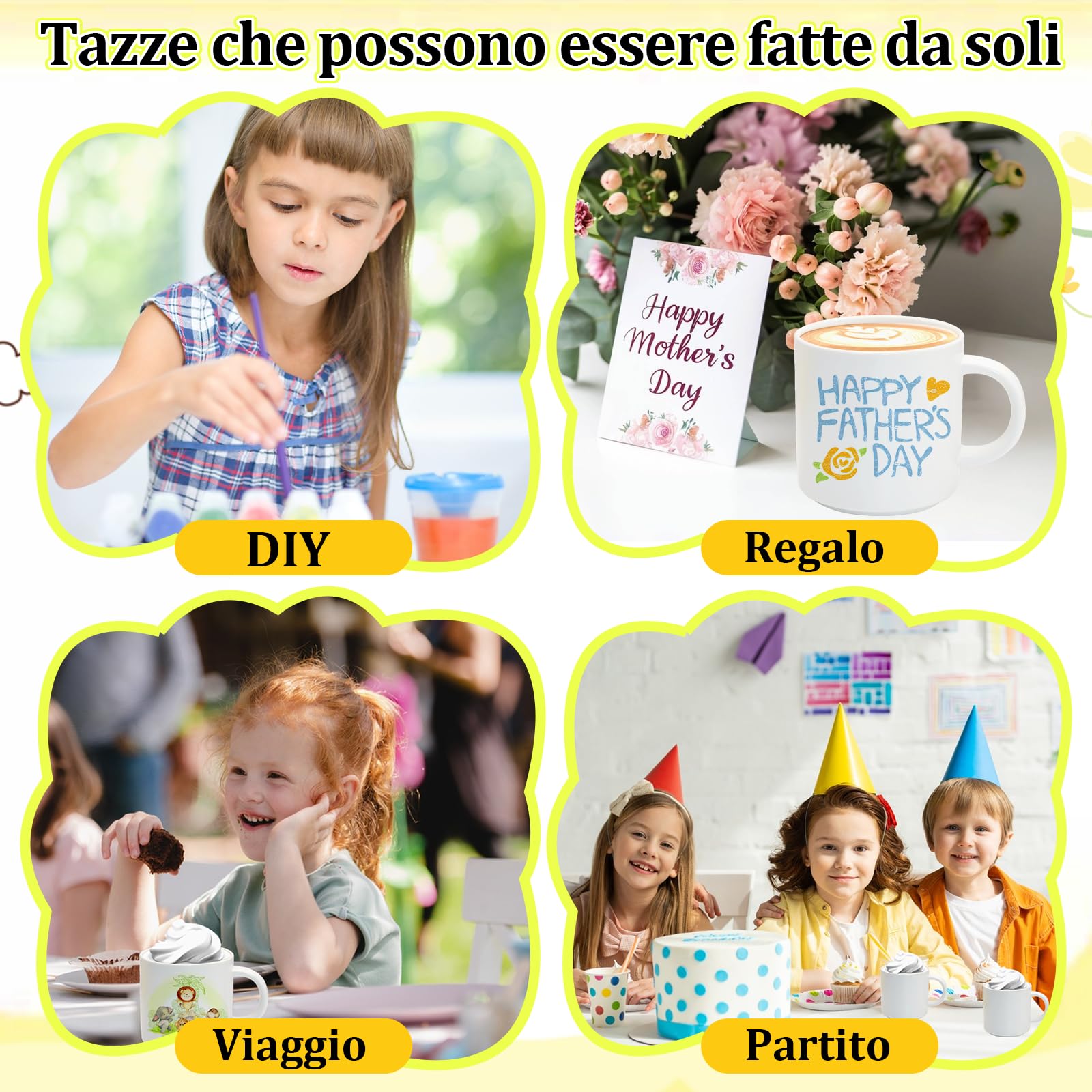 Scettar Paintable Mug Kit, Tazze da Dipingere Kit, Set di Ceramica Fai Da Te, Include Tazze, Colori, Pennelli, Spugne, Tavolozze, Borsa Portaoggetti, Manuale di Istruzioni, Regalo Creativo per Adulti
