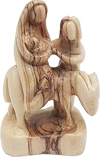 Zuluf 5.3" Olive Wood Flight to Egypt Nativity Statue – Hand-Carved Holy Family Scene with Mary, Joseph & Baby Jesus – Catholic Figurine for Spiritual and Home Decor – HOF014