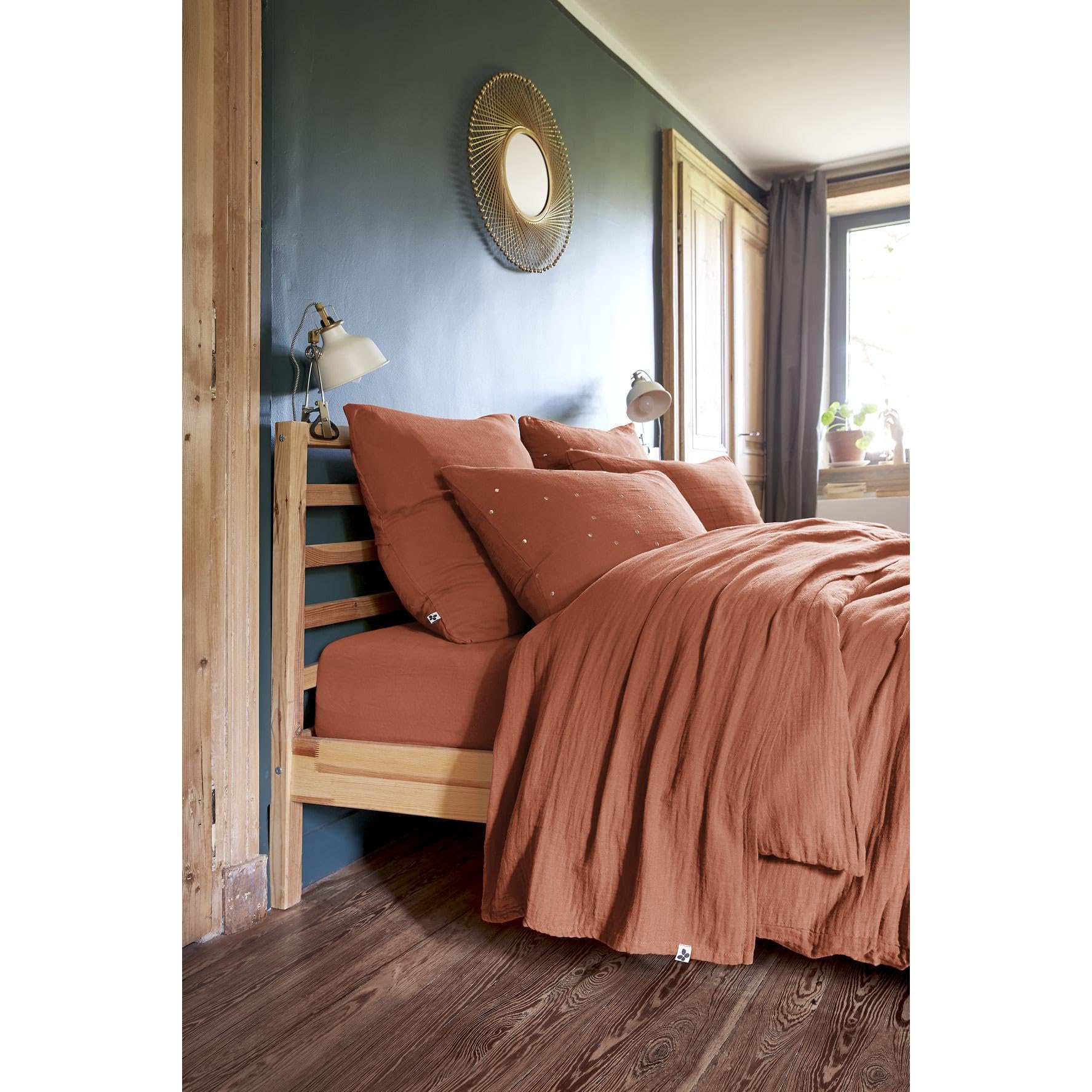 Drap Plat En Gaze De Coton 270x300 Cm - Couleur Safran, 125 G/m² - Lavable à 40°C, Certifié Oeko-Tex