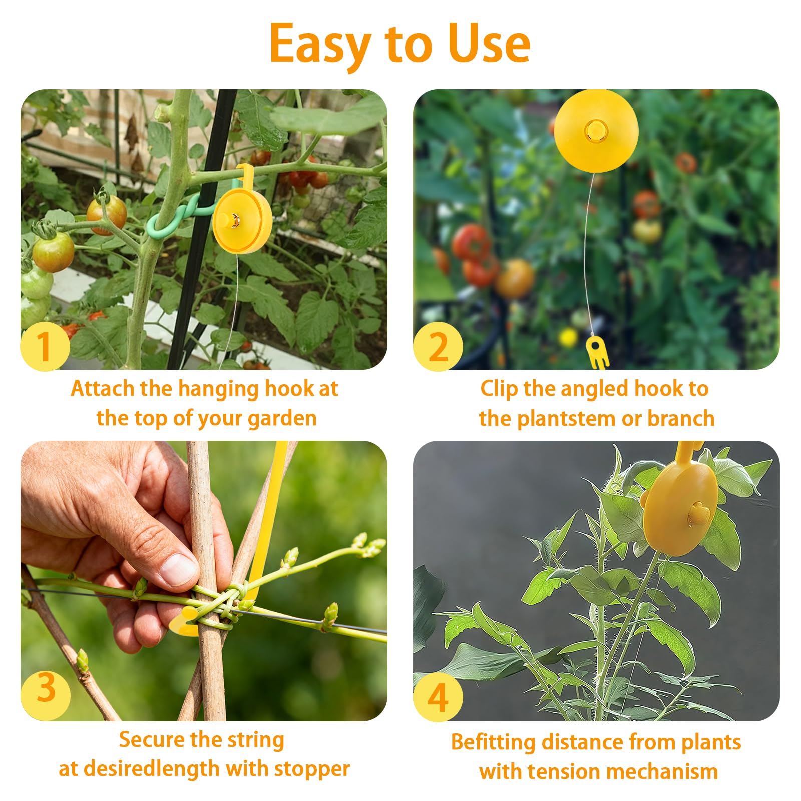 BRGD 30 Stück Plant Yoyo Grow Hanger with Stopper, Verstellbare Indoor Plant Support Yoyo für Monstera, Hortensien, Tomaten, Optimales Wachstum