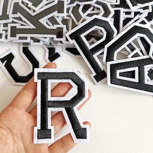 Miniatura 7 de Parches de letras para planchar de 1.3 pulgadas, 78 piezas, parches bordados del alfabeto A-Z para ropa, chaquetas, sombreros, mochilas, jeans,