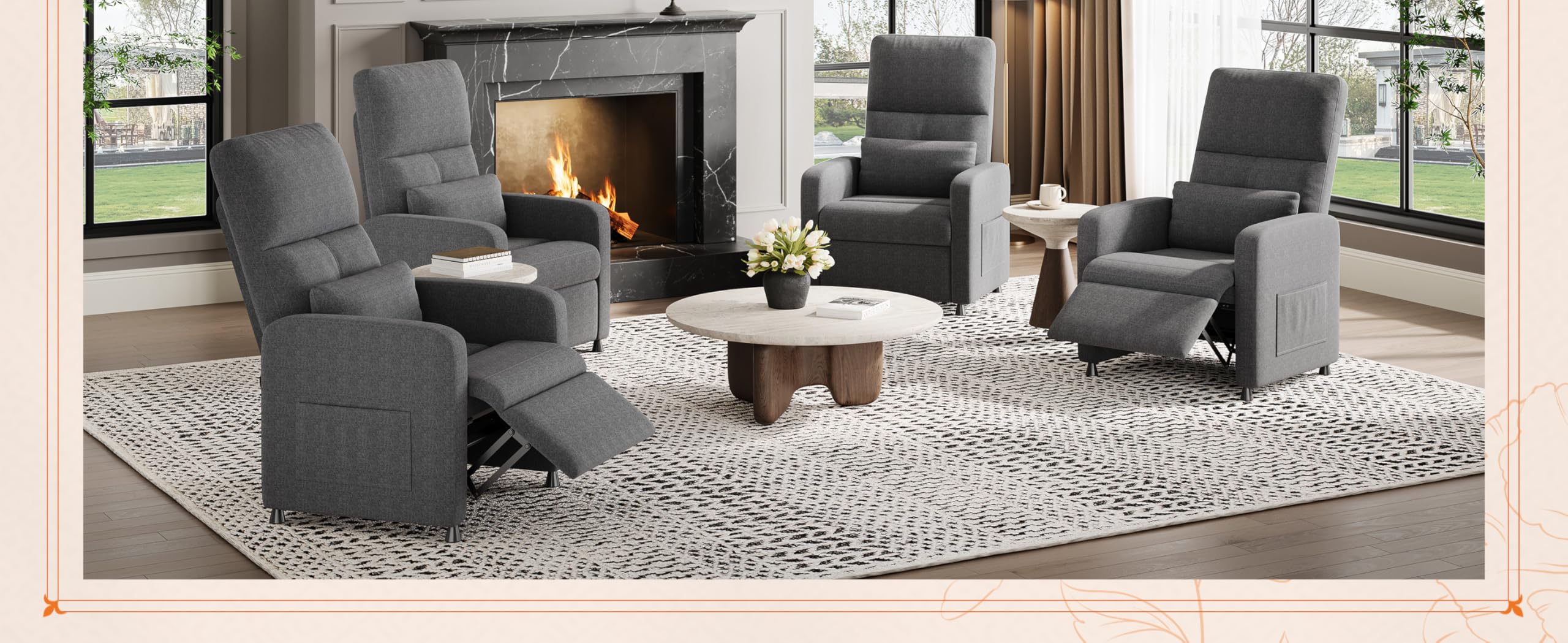 Litake Sillón reclinable eléctrico con Masaje y Calor para Sala de Estar