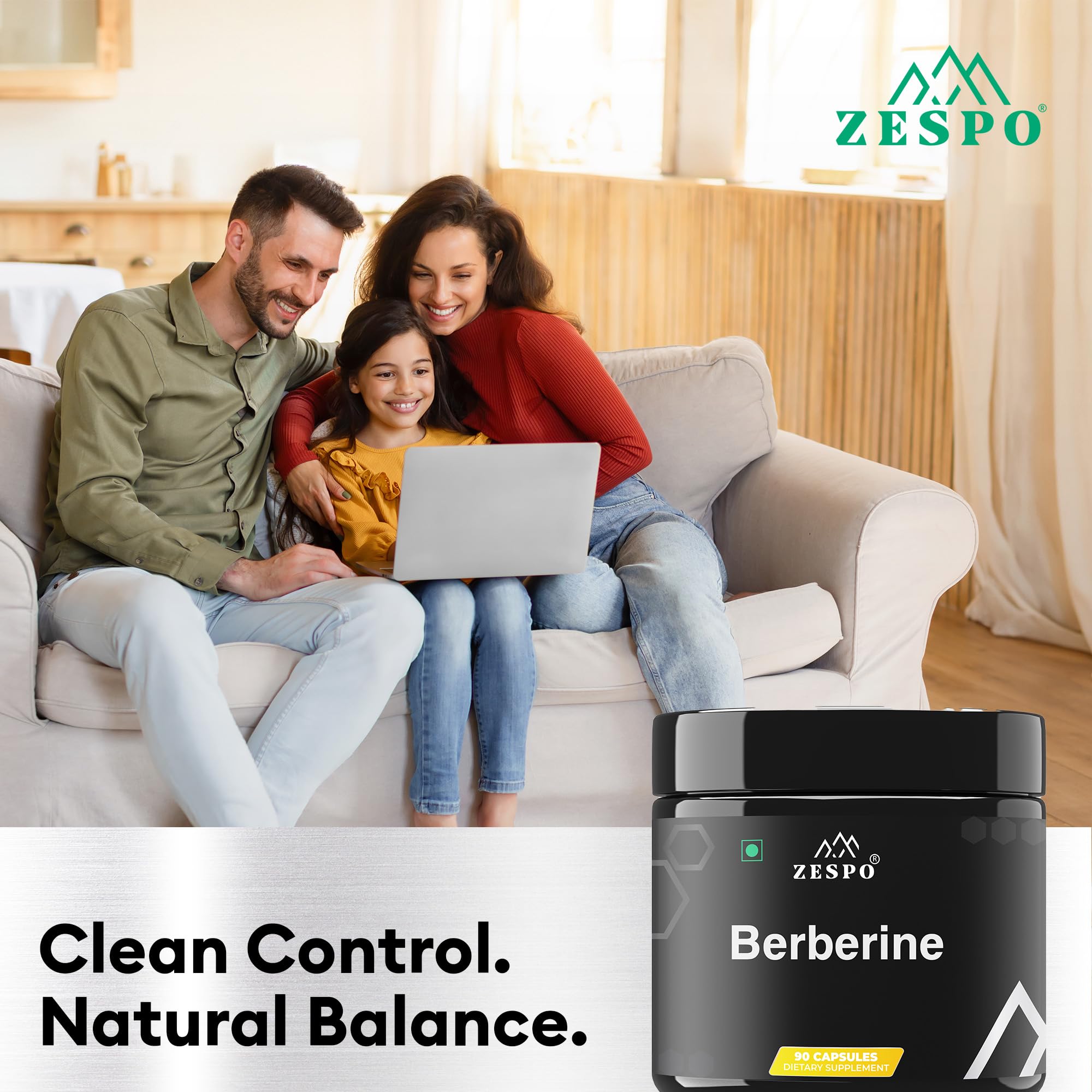 Zespo Berberine Supplement 1000mg – Supports Digestion, Heart Health & Metabolism – Berberine arsitata Extract for Antioxidant Protection – 90 Vegan Capsules 1