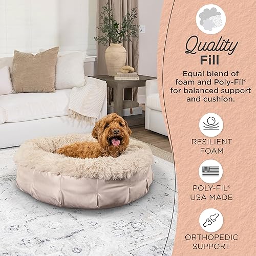 Miniatura 3 de Best Friends by Sheri Puf Ultra Calmante Cama de Lujo en forma de dona para perro, Bronceado, Mediana, 30 x 30 pulgadas