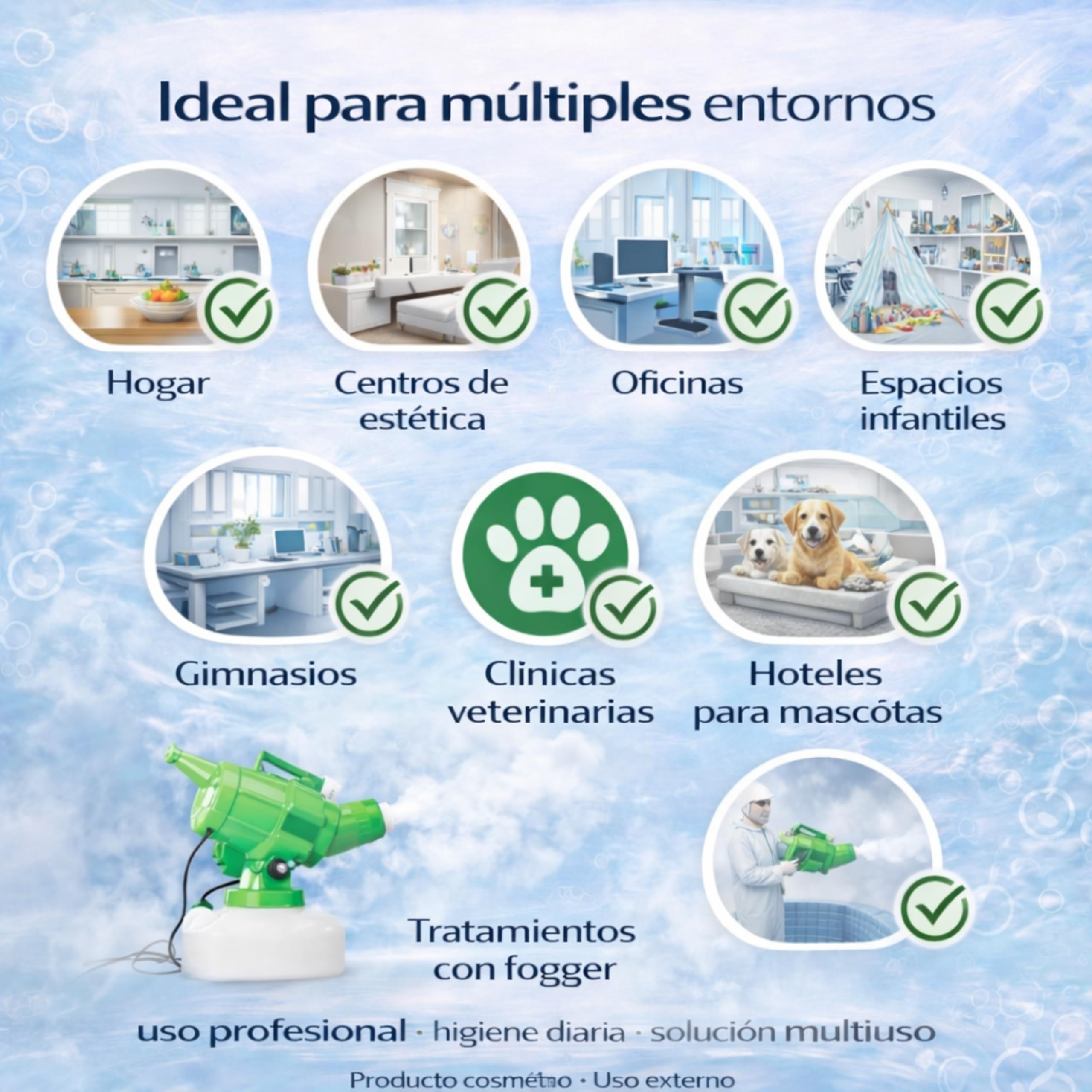 5L Solución Cosmética de Limpieza Higiénica para Piel y Superficies – Ácido Hipocloroso (HOCl), Sin Alcohol, Sin Perfume, Sin Aclarado, Uso Profesional y Doméstico