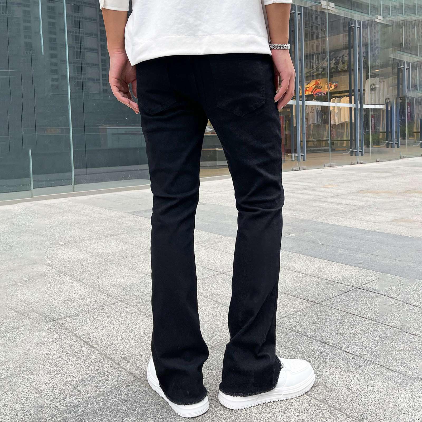 Jeans da Uomo Strappati, Pantaloni Jeans Uomo Elasticizzati Pantaloni in Denim Stretch Pantaloni Casual con Design a Spruzzo di Inchiostro Jeans Uomo Taglie Forti Jeans Moto Hip-Hop Ragazzo Regalo