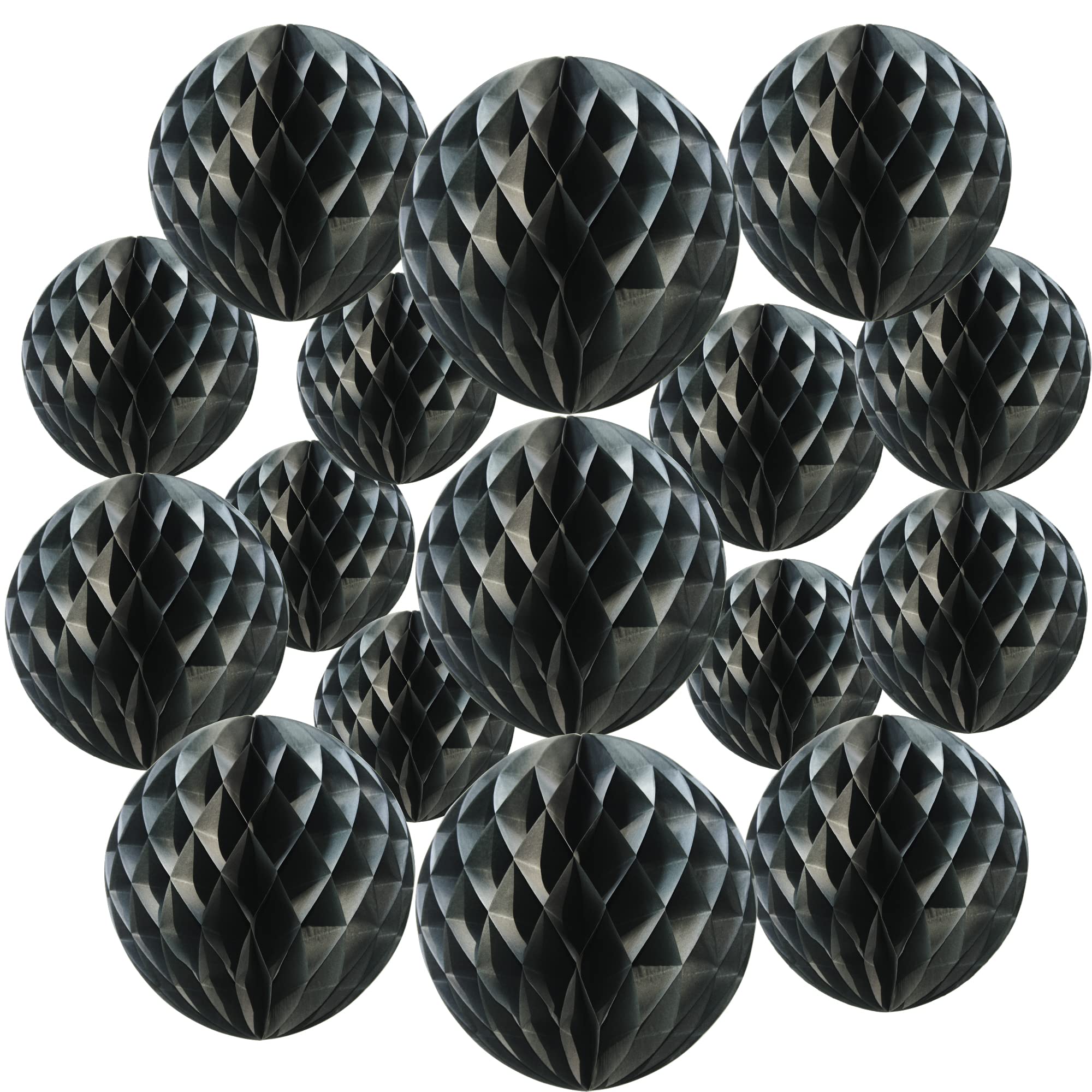 Time To Sparkle Ball-Black 16Mix Tissue Paper Honeycomb Balls Table Centrepiece Lantern Garland Wedding Decoration Black