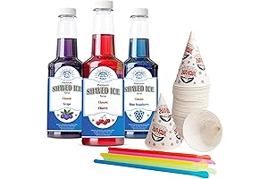 Flavored Sno Cone Syrup Variety Pack (Cherry, Grape & Blue Raspberry) with...