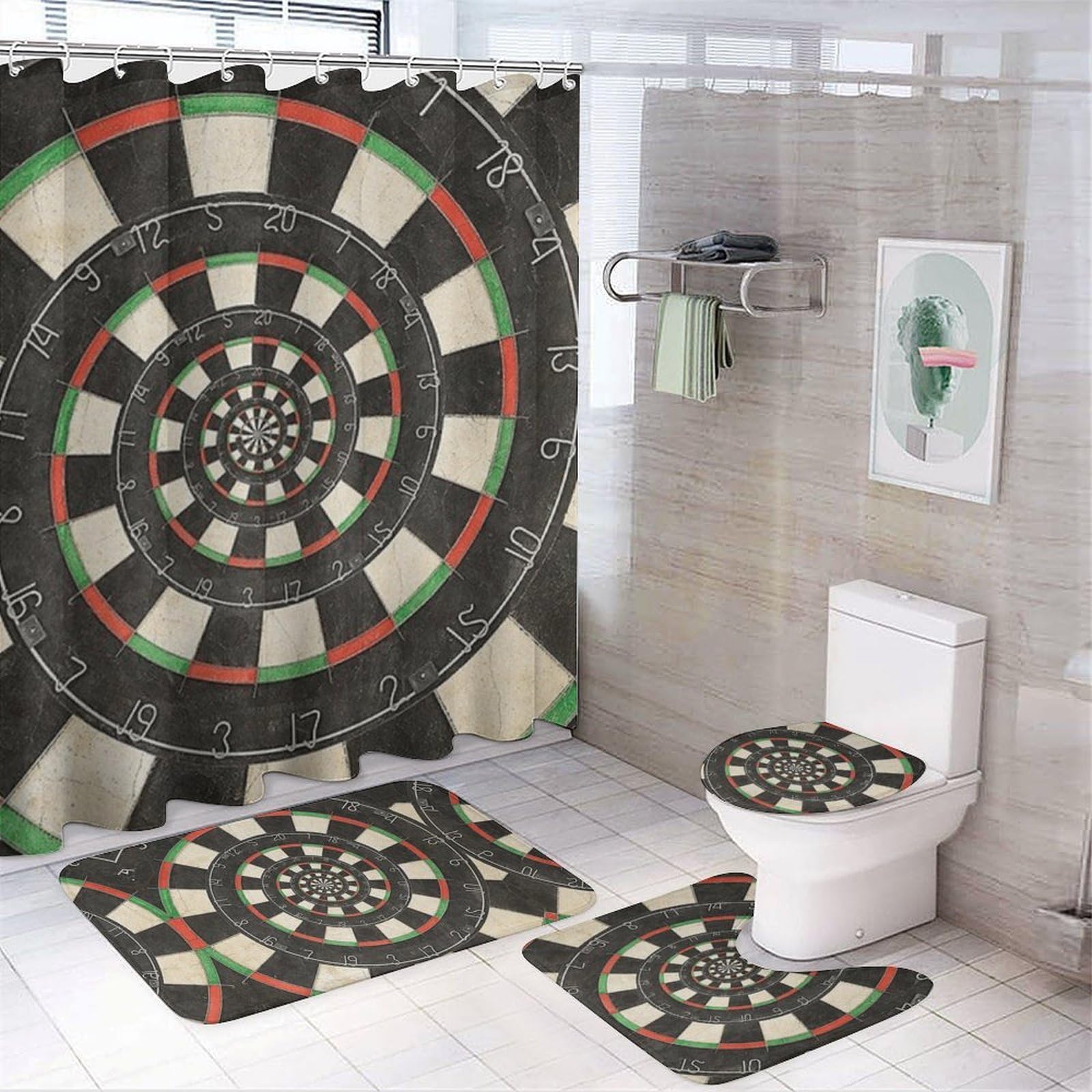 JZemdybill Bathroom Mat Set 4 Piece, E7e30e511f1088d2ae7f60a3068632af Shower Curtain with Non-Slip Bath Mats for Bathroom