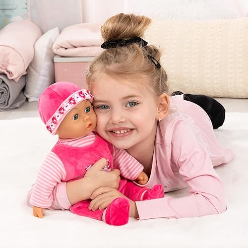 Miniatura 3 de Bayer: Muñeca bebé de cuerpo suave con sonidos y ojos dormidos, 15 pulgadas, rosa, incluye biberón y chupete