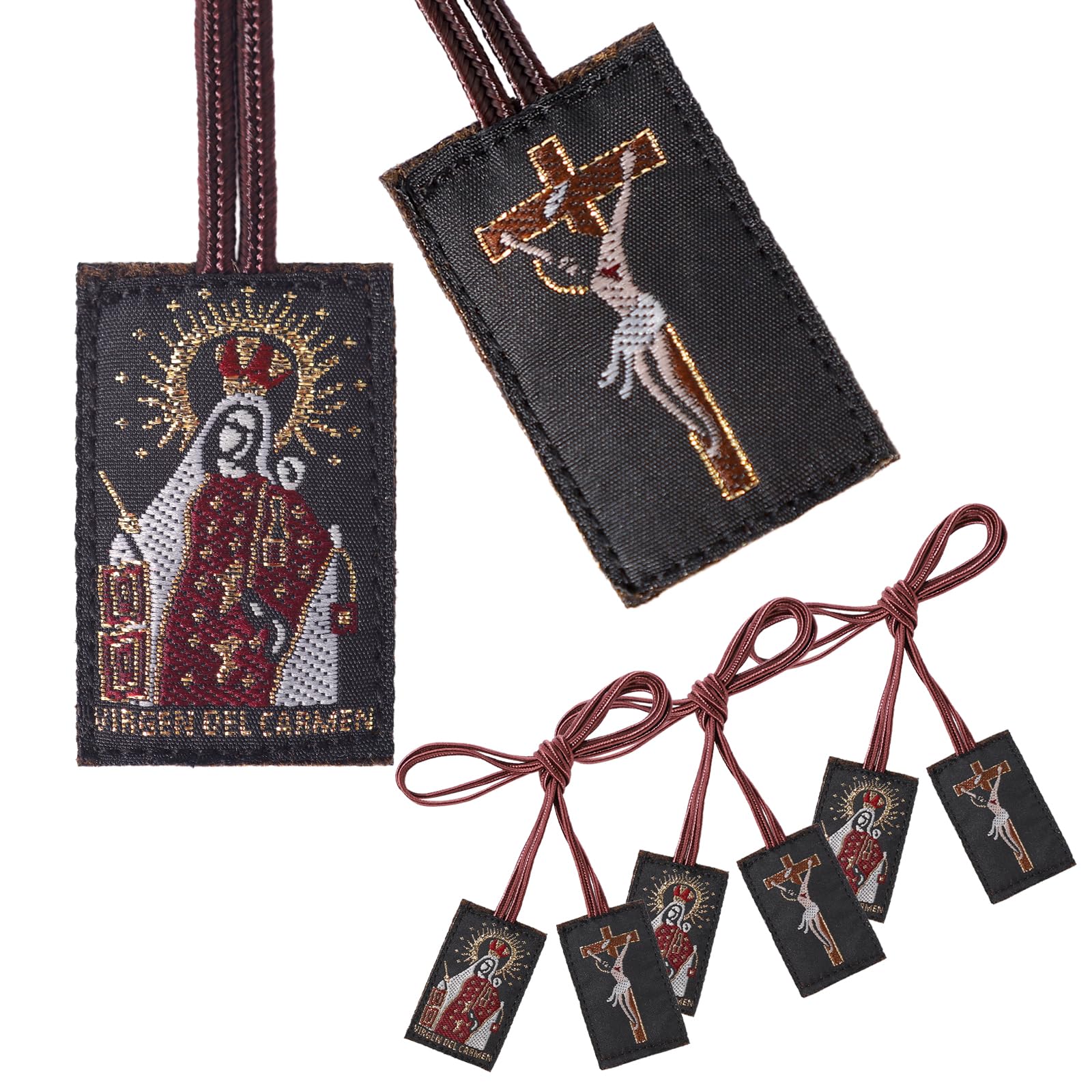 Escapularios Catolicos,3 Pcs Escapulario de la Virgen del Carmen,Handmade Brown Scapular of Our Lady of Mount Carmel,Scapulars Catholic Regalos Católicos Para Mujer