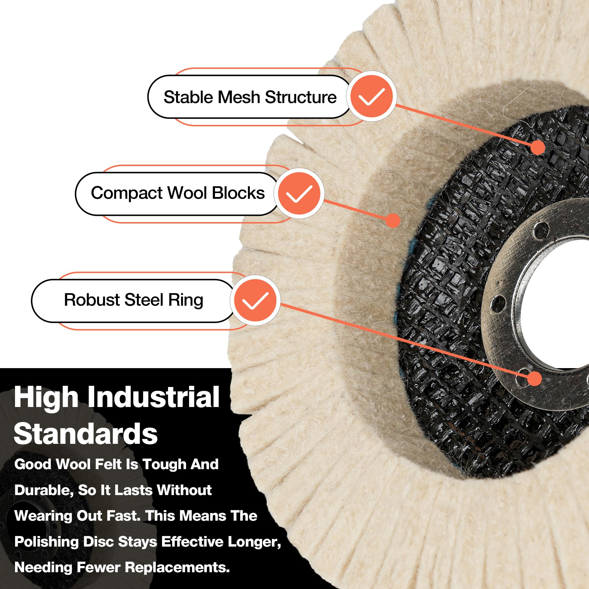 Abrasive Wool Polishing Discs - 5 Pack -3