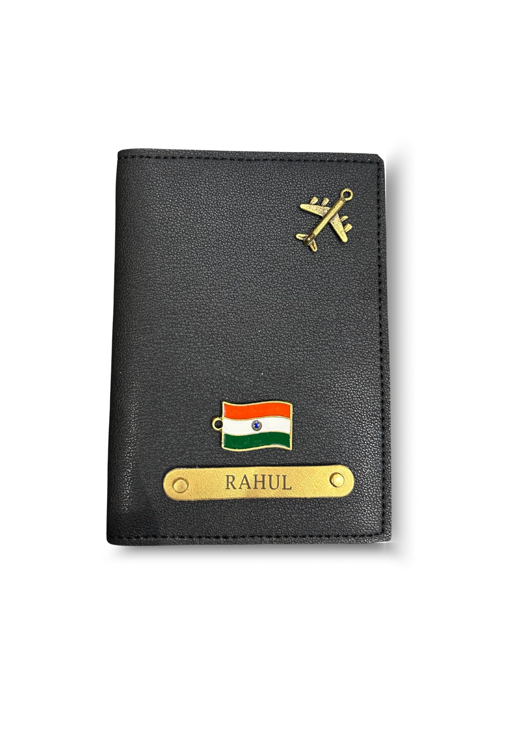 Impression ON Heart Personalised Name & Charm Leather Passport Cover Holder for Men & Women, Customised Passport Holder for Gift (Black)-image-16