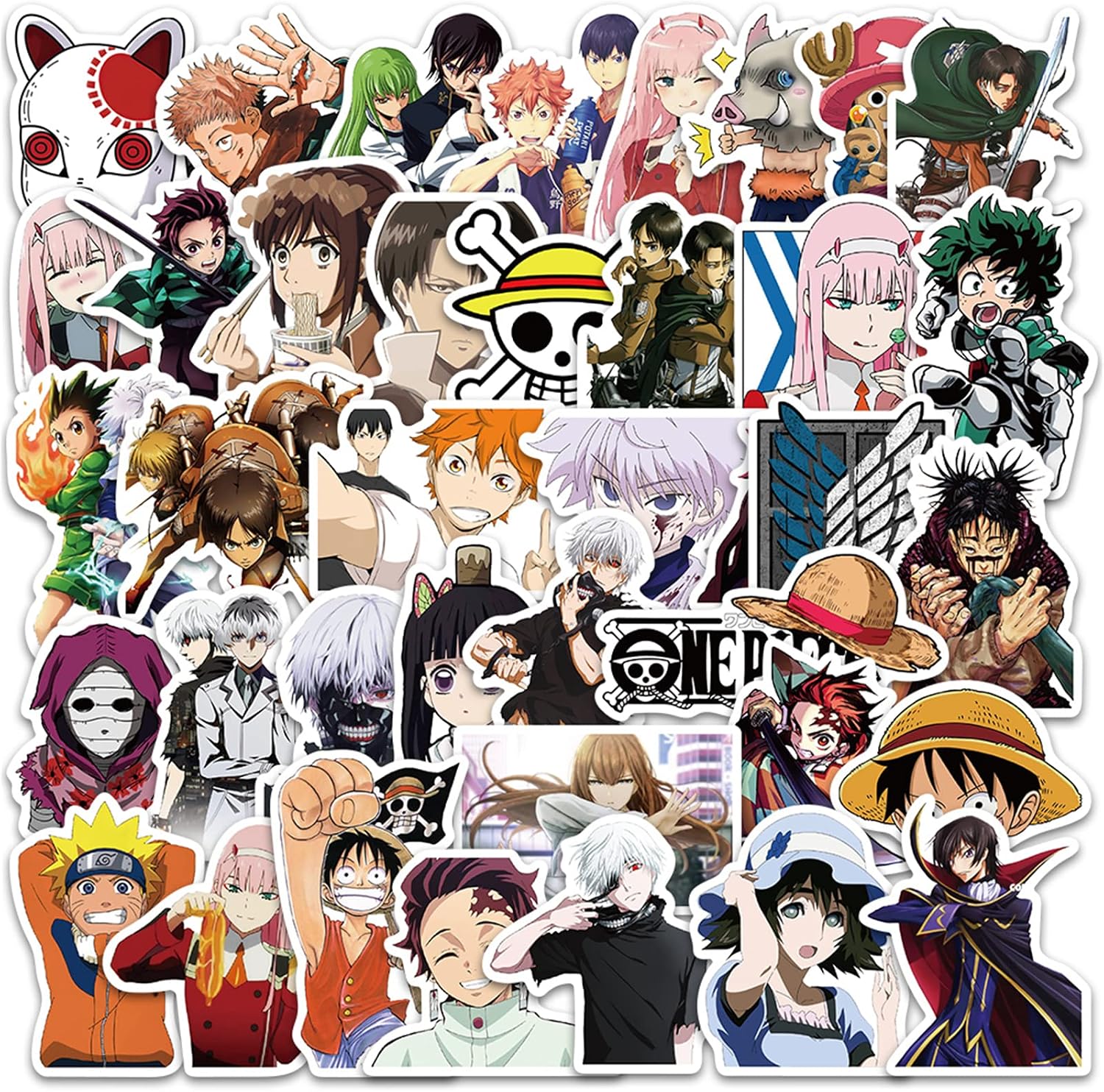 50Pcs Japanese Anime Mixed Stickers, Popular Classic Anime Graffiti Stickers Waterproof Vinyl Decals for Water Bottle Laptop Guitar Car Luggage Skateboard Computer Cute Aesthetic Manga Gifts for Teens Girls and Boys (Anime Mixed)