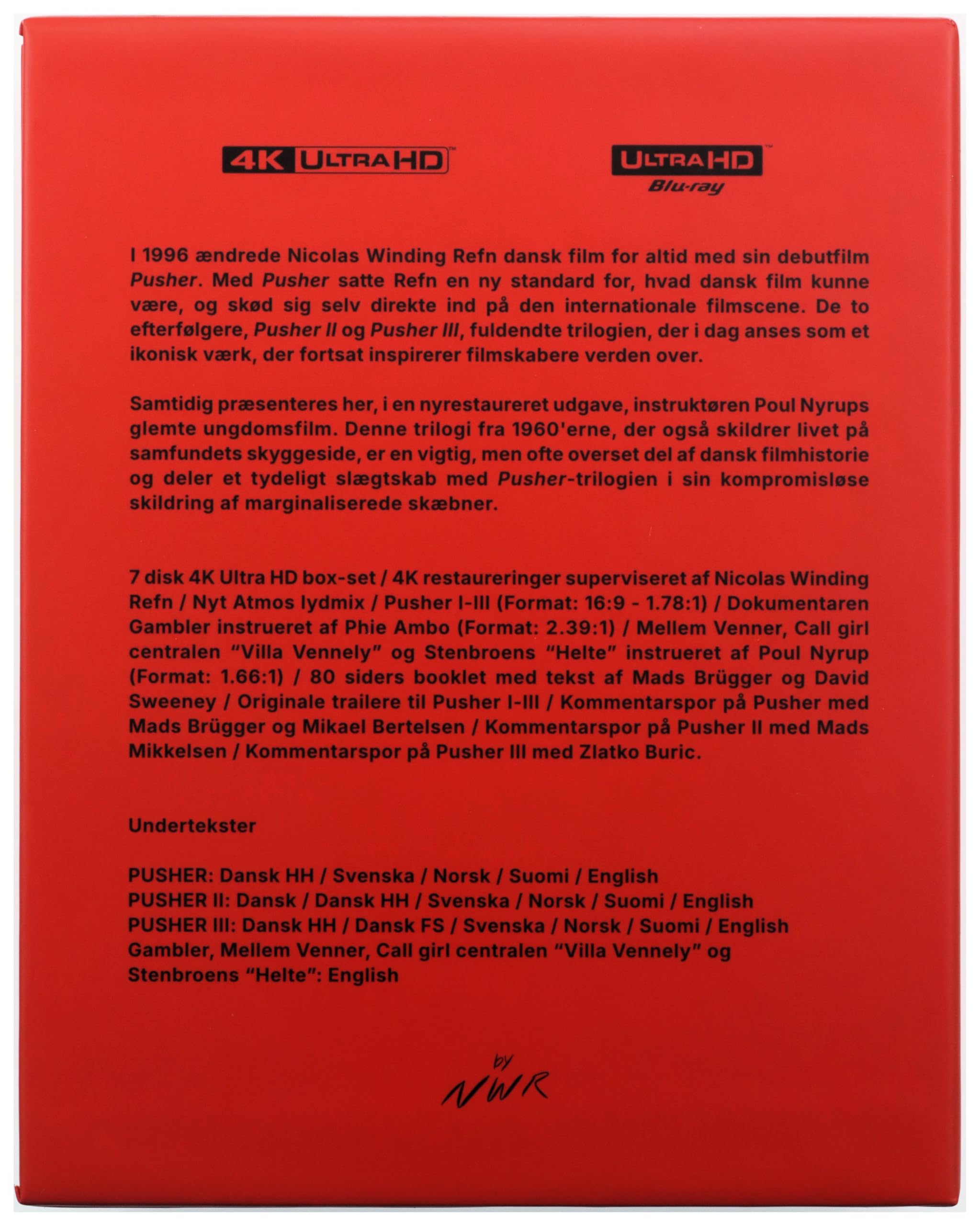 Pusher 7 Films 4K Collection - 7-Disc Box Set ( Pusher / Pusher II / Pusher III / Gambler / Stenbroens helte / Villa Vennely / Mellem venner [ Origine Danese, Nessuna Lingua Italiana ] (Blu-Ray)