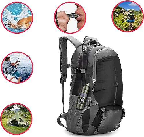 Miniatura 3 de Silbato de supervivencia al aire libre, silbato de alto decibelio con múltiples funciones, incluyendo brújula, reflector, linterna LED,