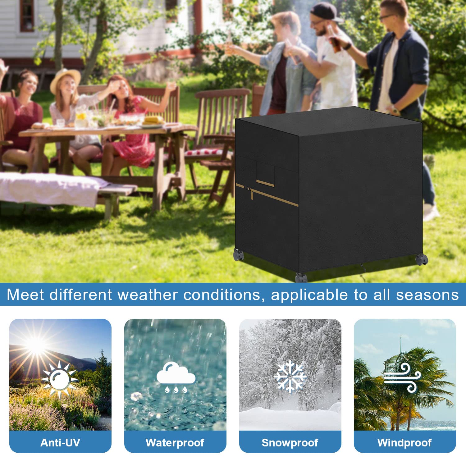VANSHEIM Cubierta para Barbacoa Cubierta de Barbacoa Exterior Funda Barbacoa Impermeable,Anti-UV Tela Oxford para Weber,Char-Broil Barbacoa 90x65x90cm — view 7