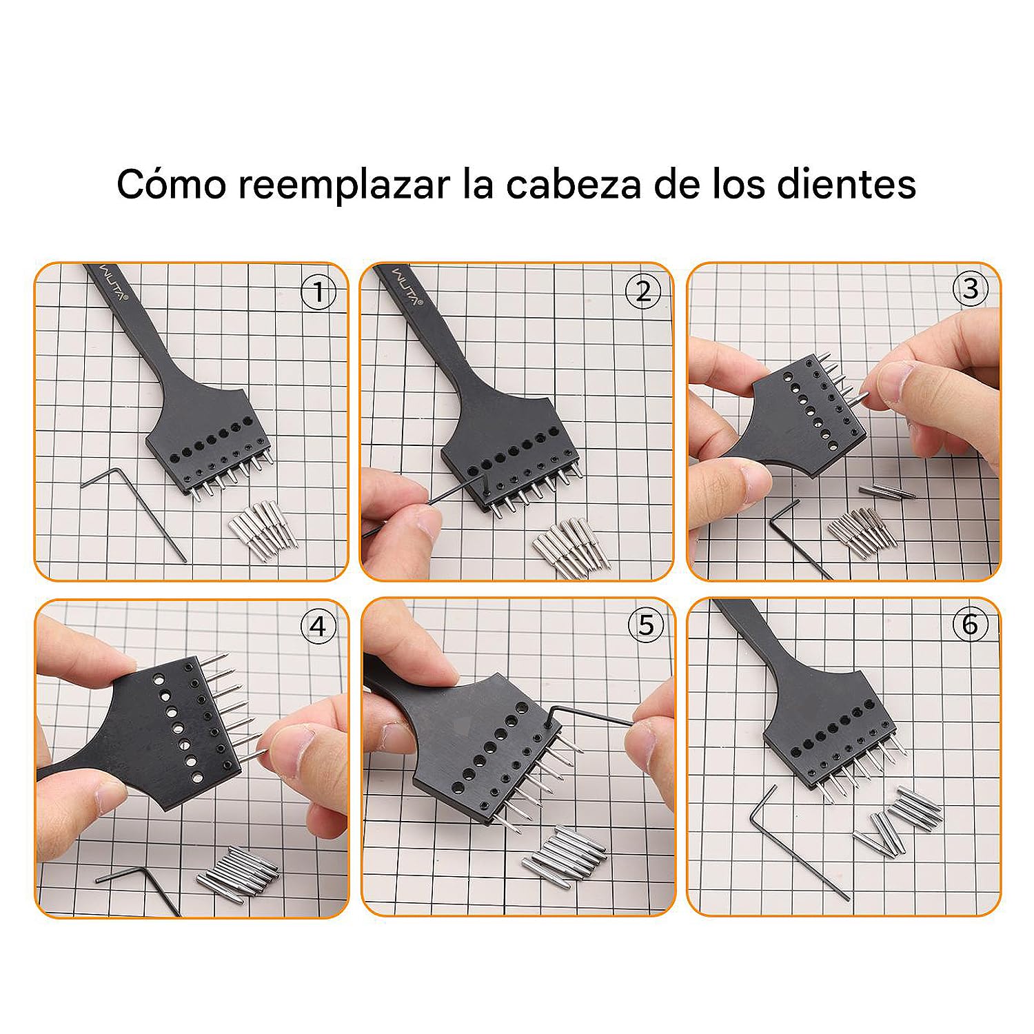 WUTA - Perforadora de agujeros para cuero con forma de círculo desmontable, herramienta profesional para espaciar cuero, juego de bricolaje para cuero(3.85mm-2+4+8)