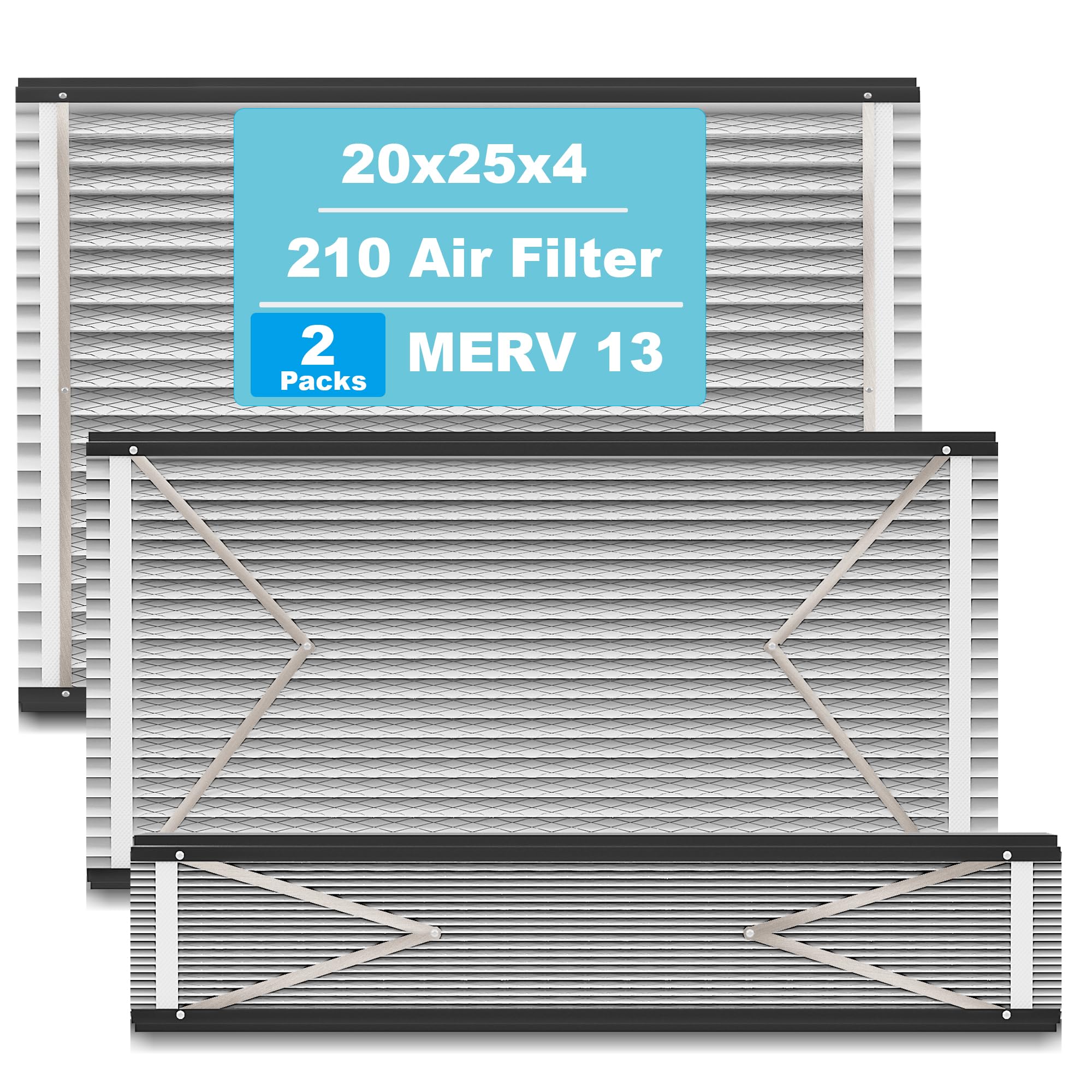Photo 1 of (2-Pack) 213 Replacement Filter Compatible with April-Aire Air Purifiers Actual Size: 21" x 24.75" x 4", Nominal Size: 20''x25''x4'' 1210,1620,2210,2216,3210 MERV-13 Furnace Filter Replacement