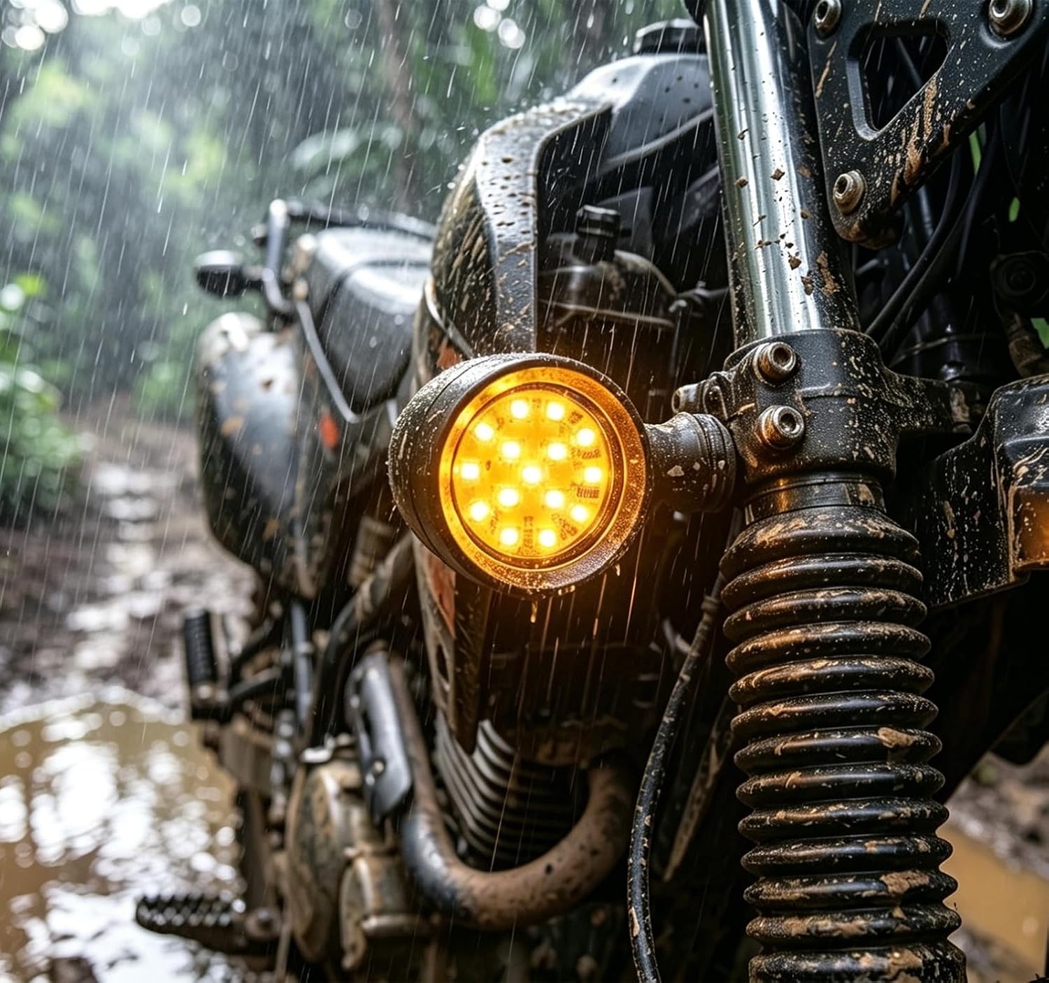 Universal Front LED Turn Signals Motorcycle Bullet Running Lights Compatible with Harley Sportster Yamaha Kawasaki Honda Suzuki