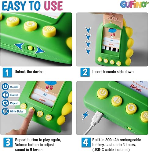 Miniatura 6 de Tarjetas didácticas en español para niños  Tarjetas bilingües parlantes con audio  Tarjetas de aprendizaje de inglés  Juguete interactivo de